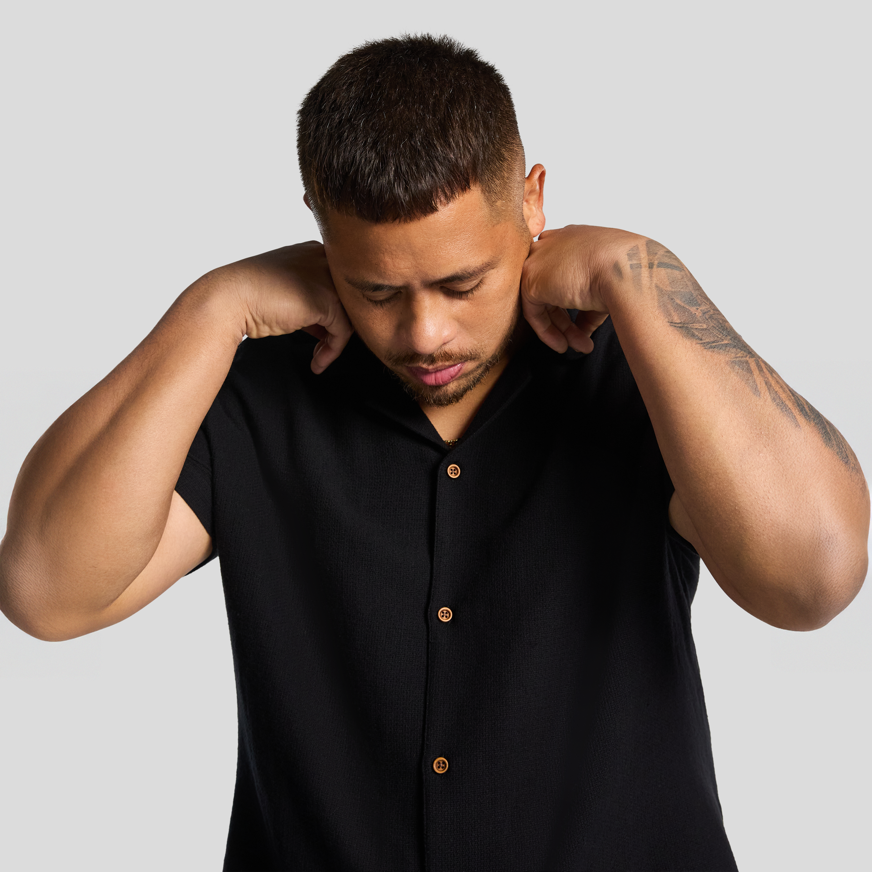 Black Sekope Textured Short Sleeve Shirt