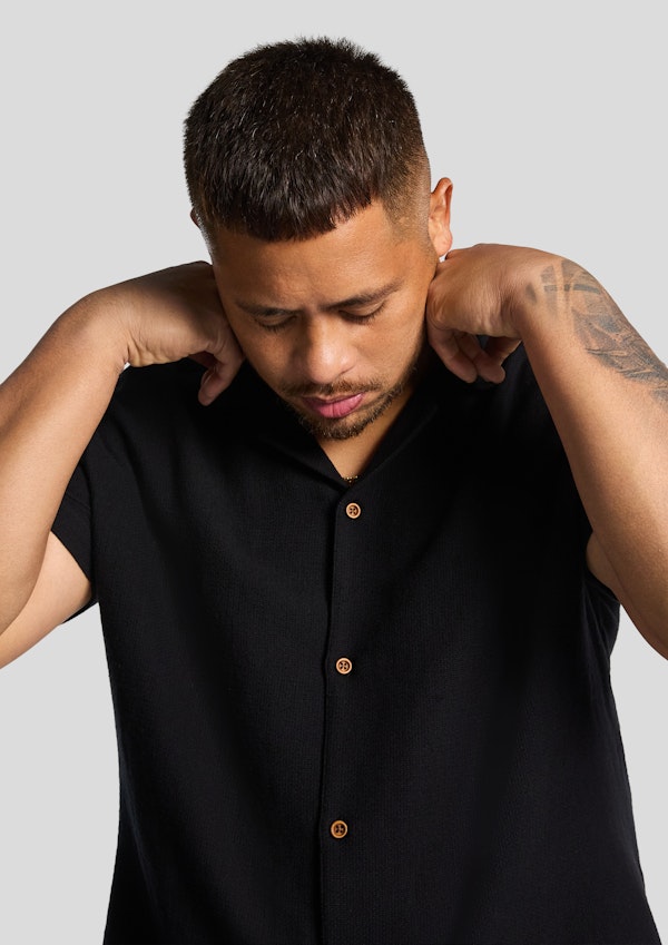Black Sekope Textured Short Sleeve Shirt
