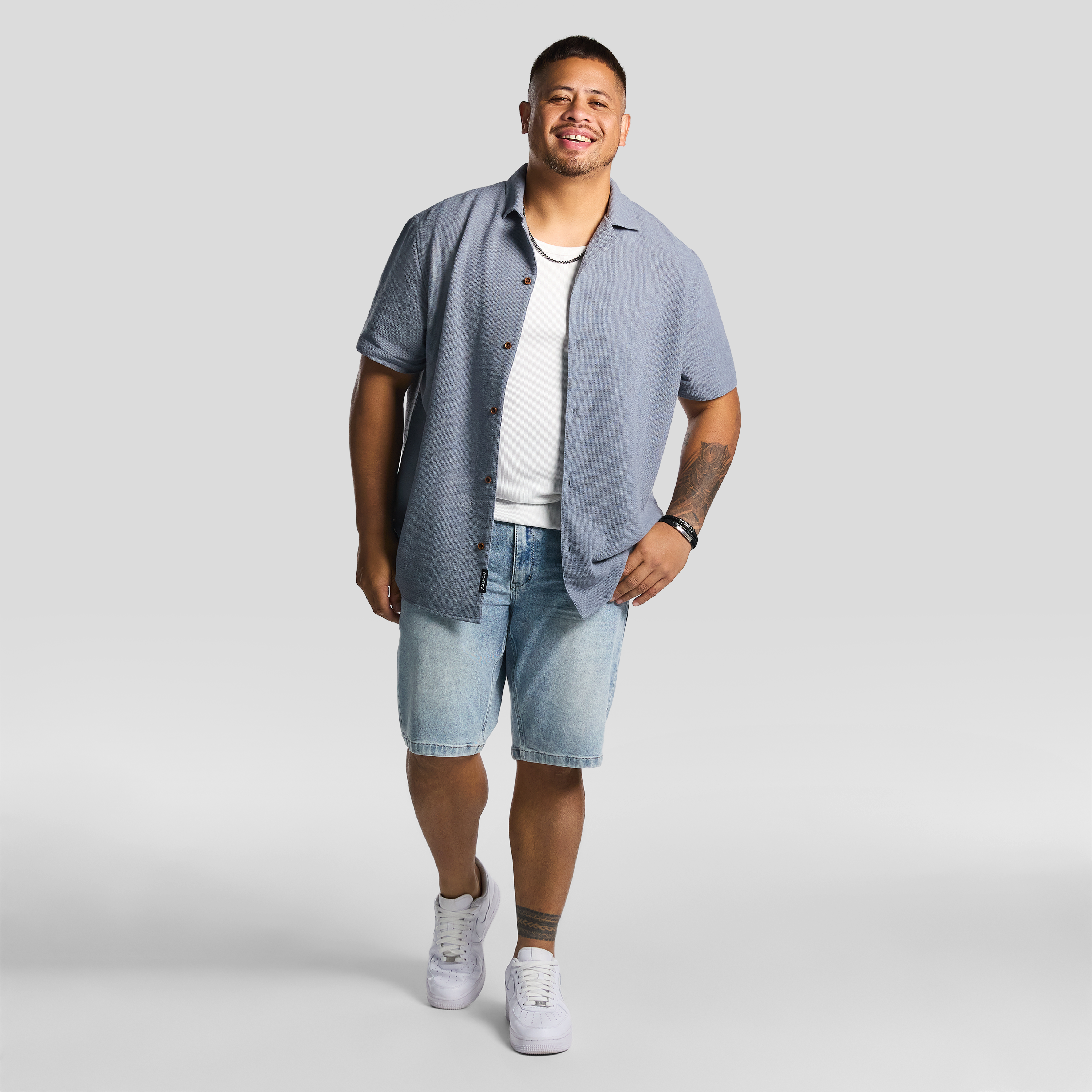 Steel Blue Sekope Textured Short Sleeve Shirt