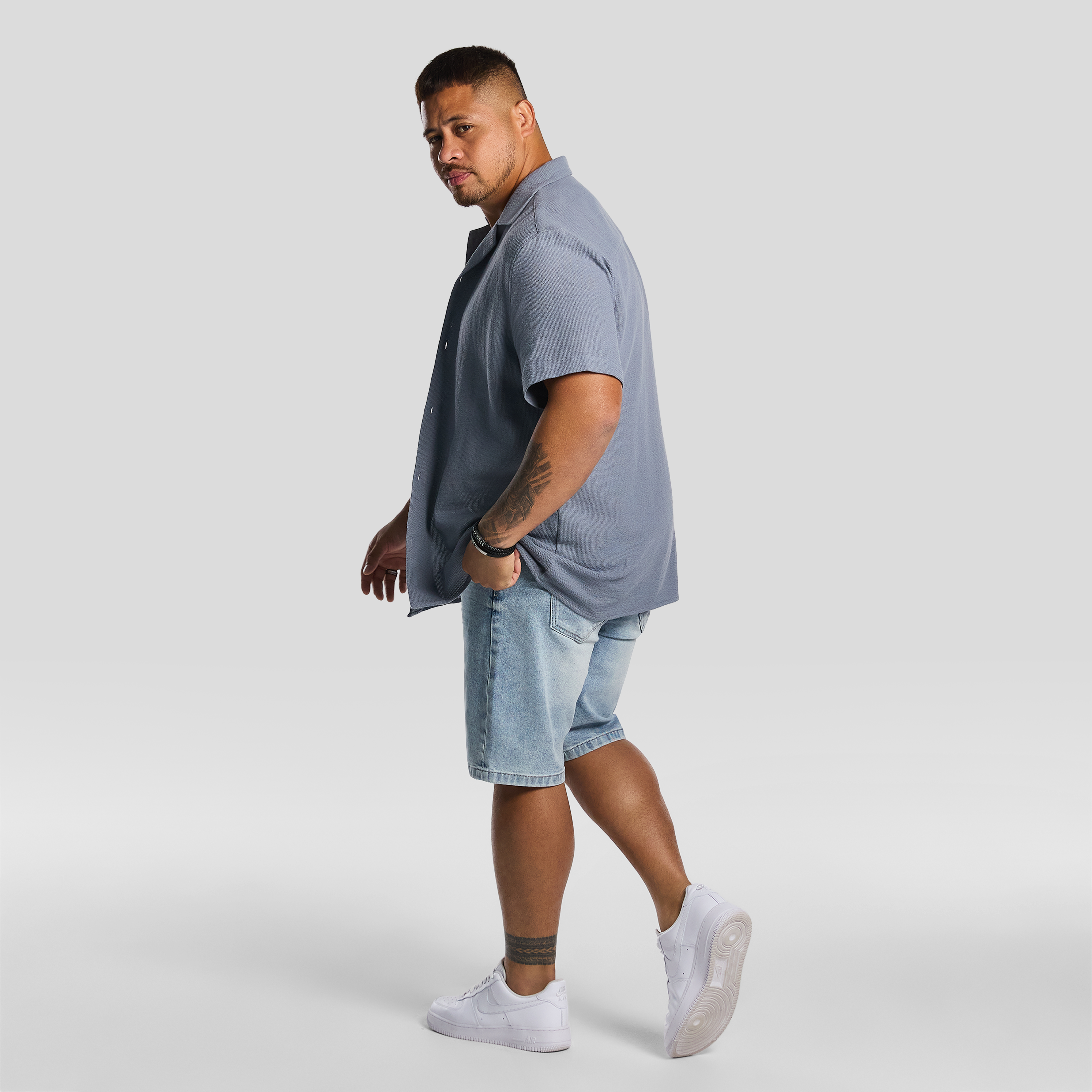 Steel Blue Sekope Textured Short Sleeve Shirt