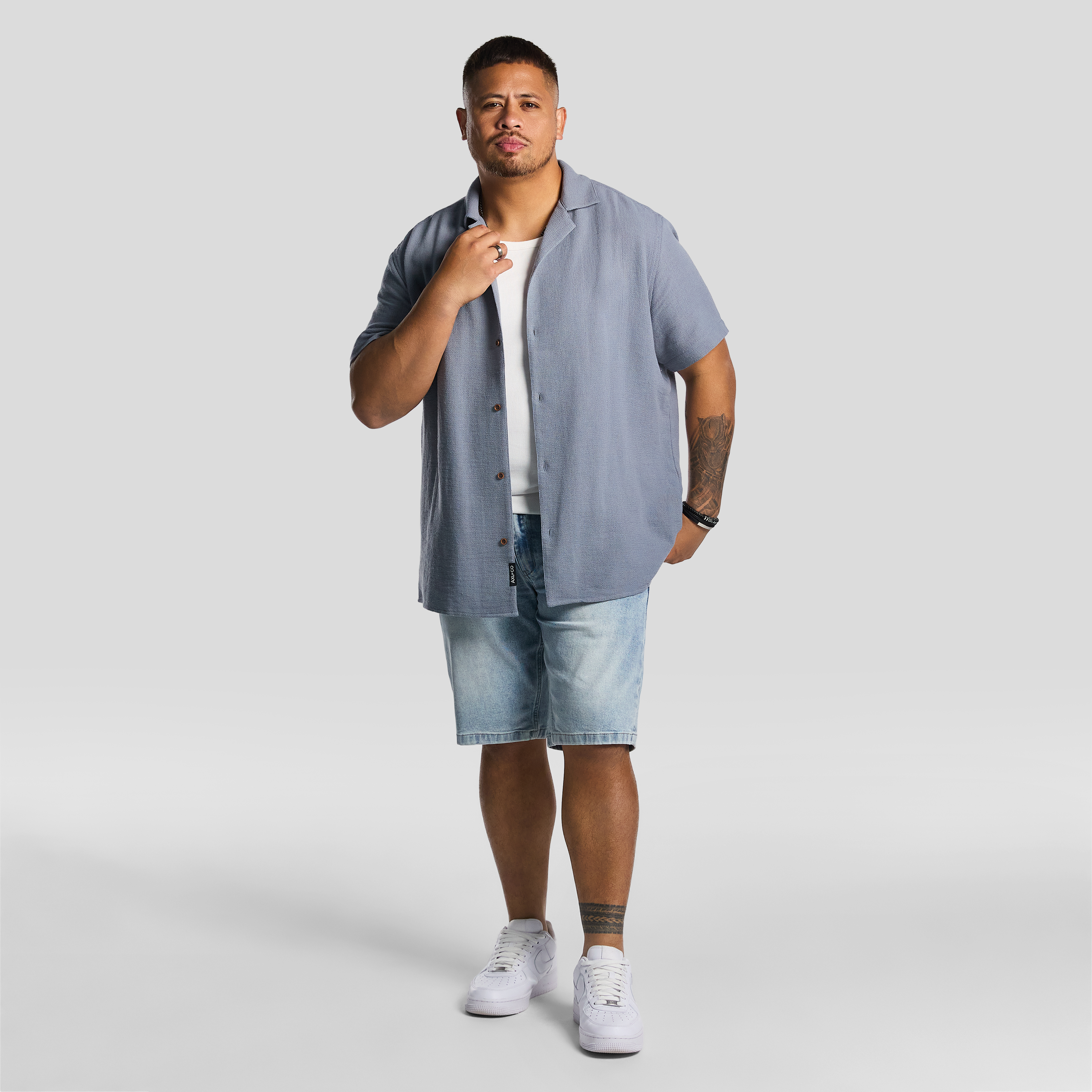 Steel Blue Sekope Textured Short Sleeve Shirt