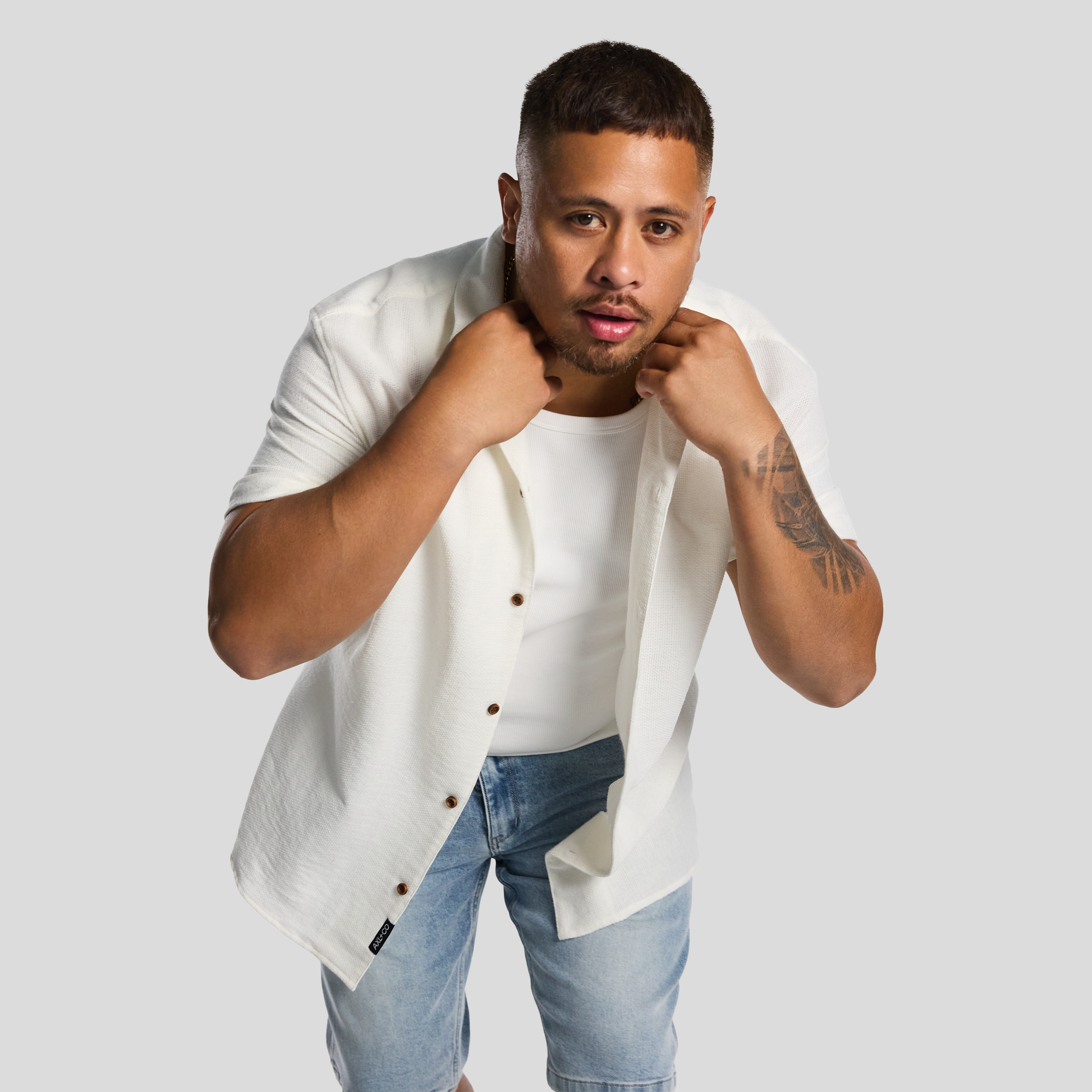 White Sekope Textured Short Sleeve Shirt