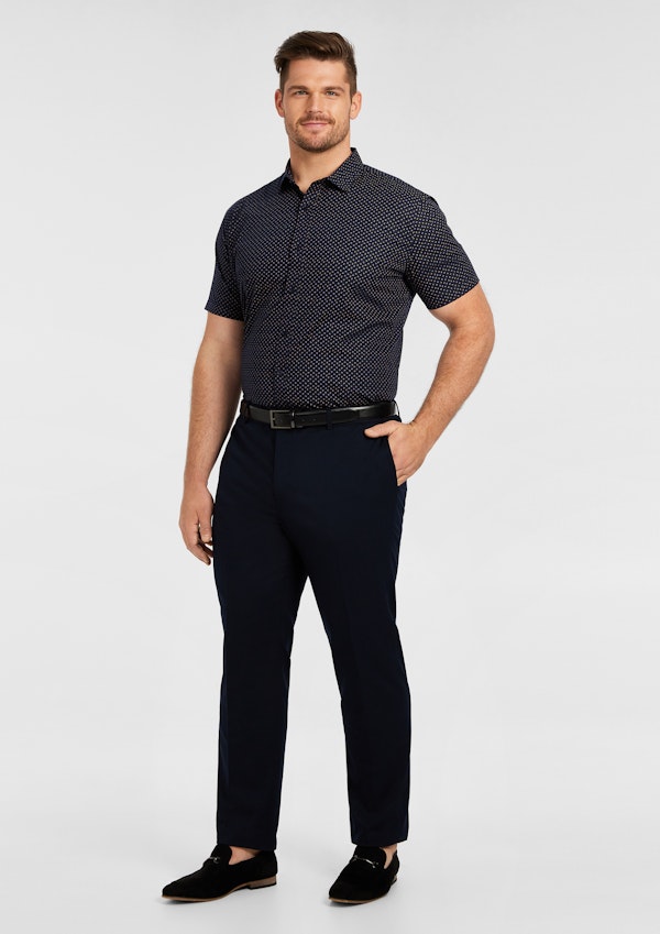 Navy Elgar Ditsy Cotton Short Sleeve Shirt