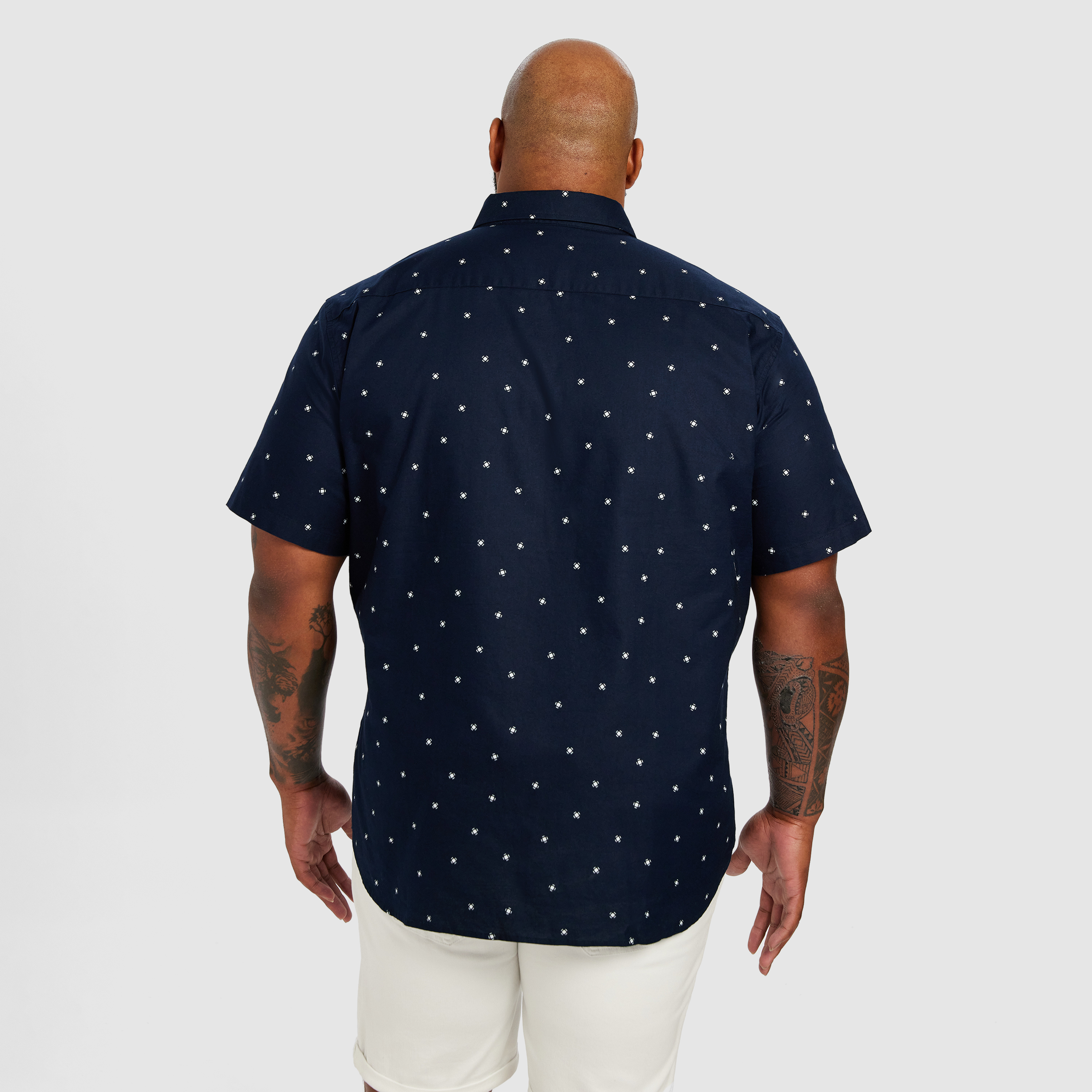 Navy James Geo Cotton Short Sleeve Shirt