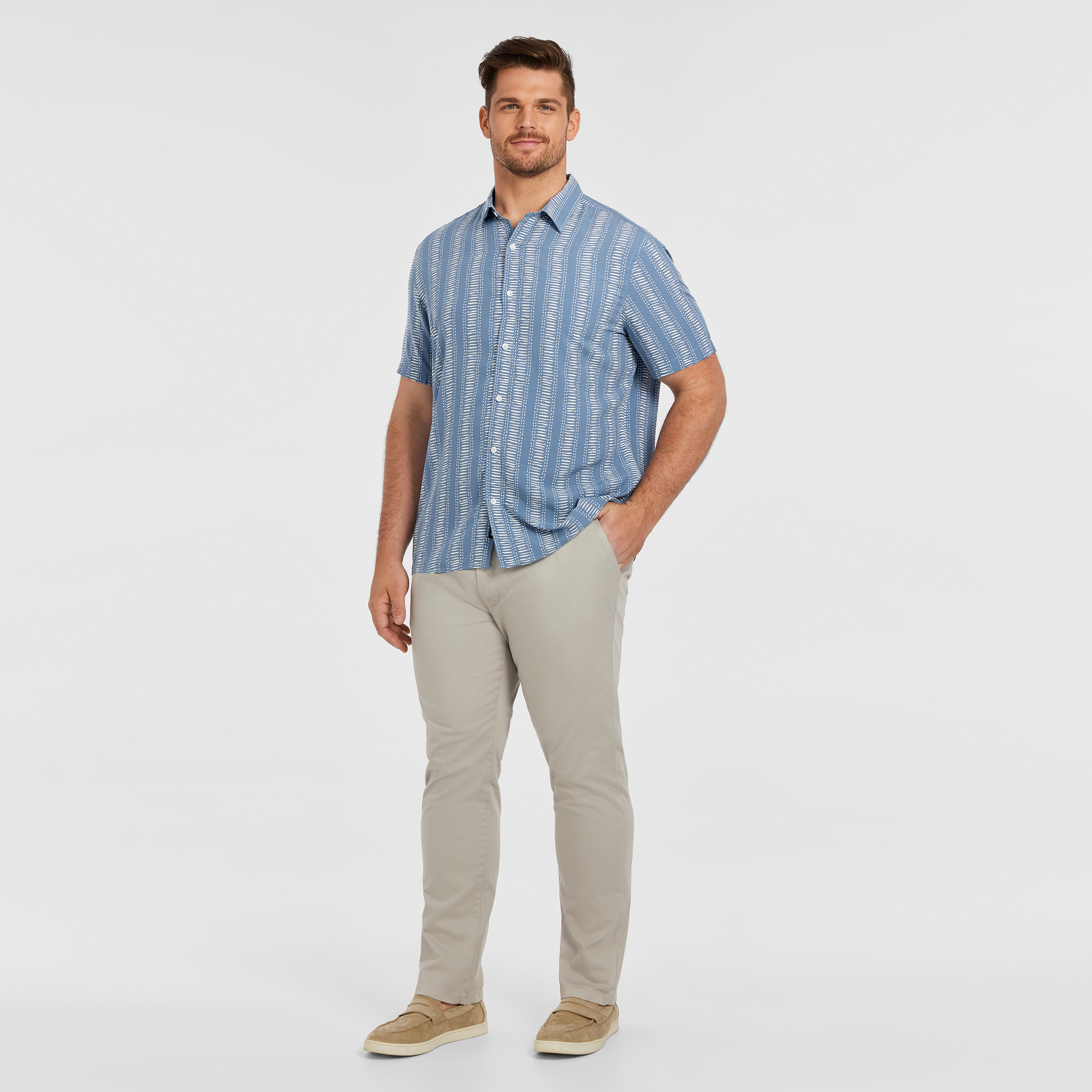 Light Blue Creed Print Shirt