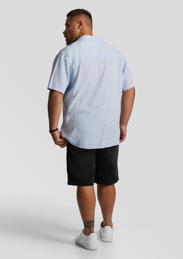 Light Blue Kieran Linen Blend Short Sleeve Shirt