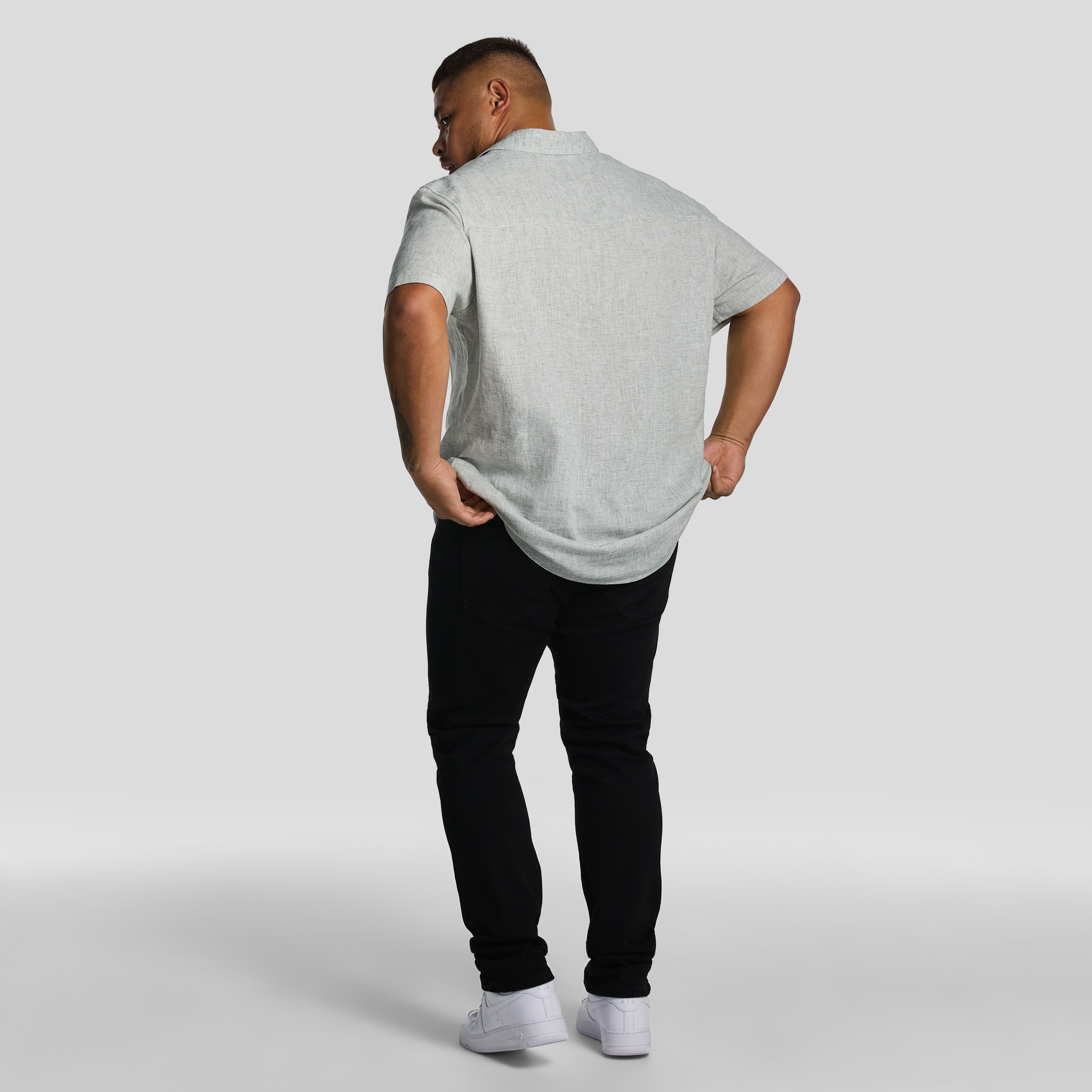 Light Green Kieran Linen Blend Short Sleeve Shirt