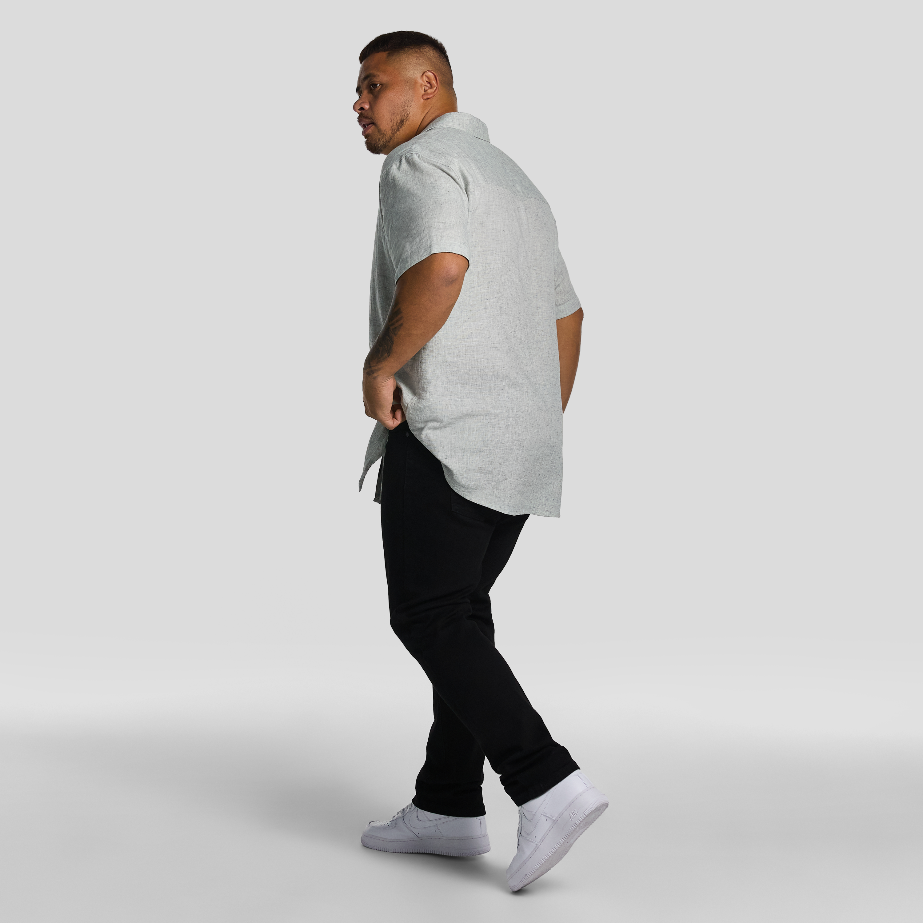 Light Green Kieran Linen Blend Short Sleeve Shirt