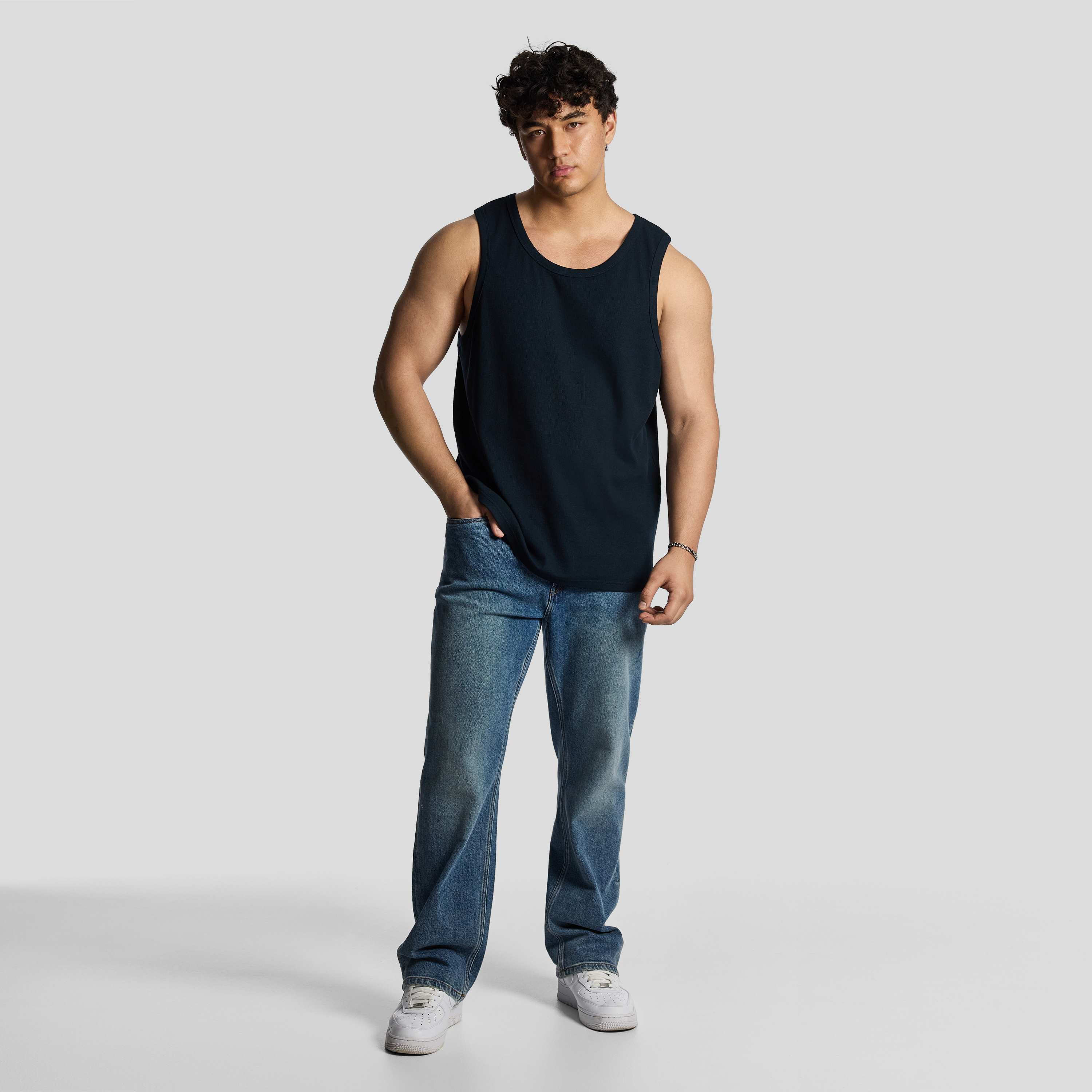 Navy Rib Singlet