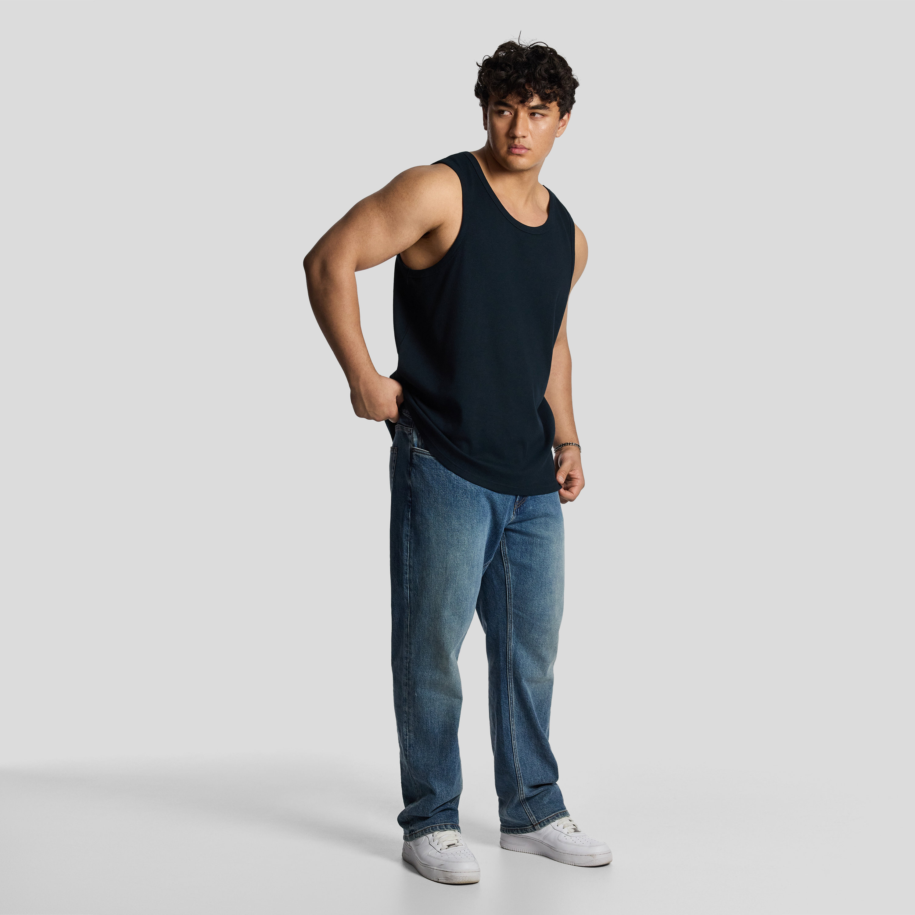 Navy Rib Singlet