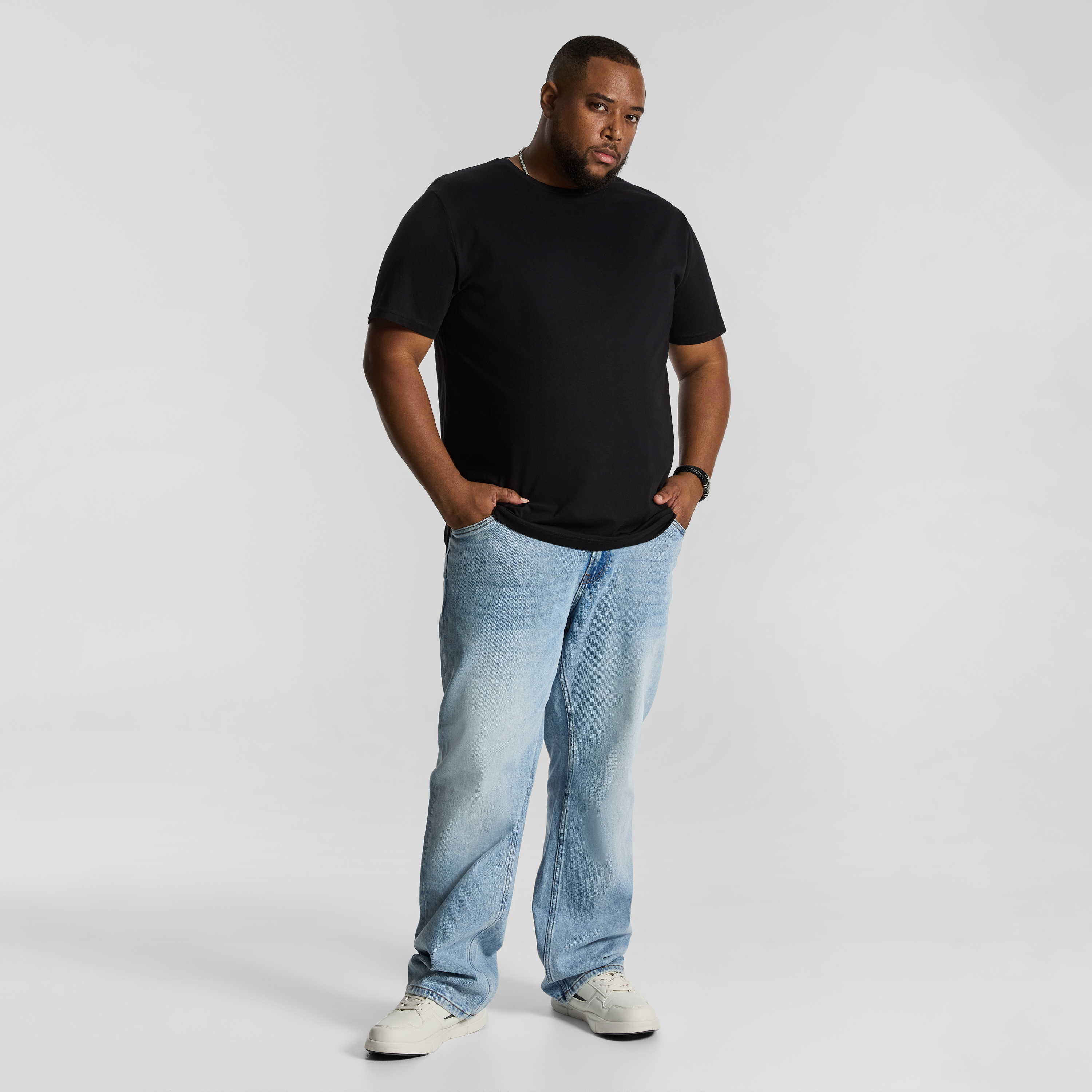 Black Essential Longline Crew Tee