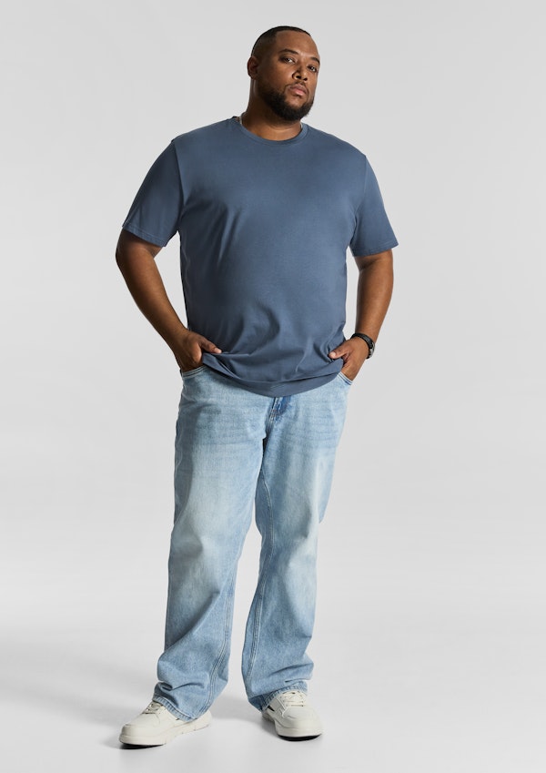 Blue Essential Longline Crew Tee