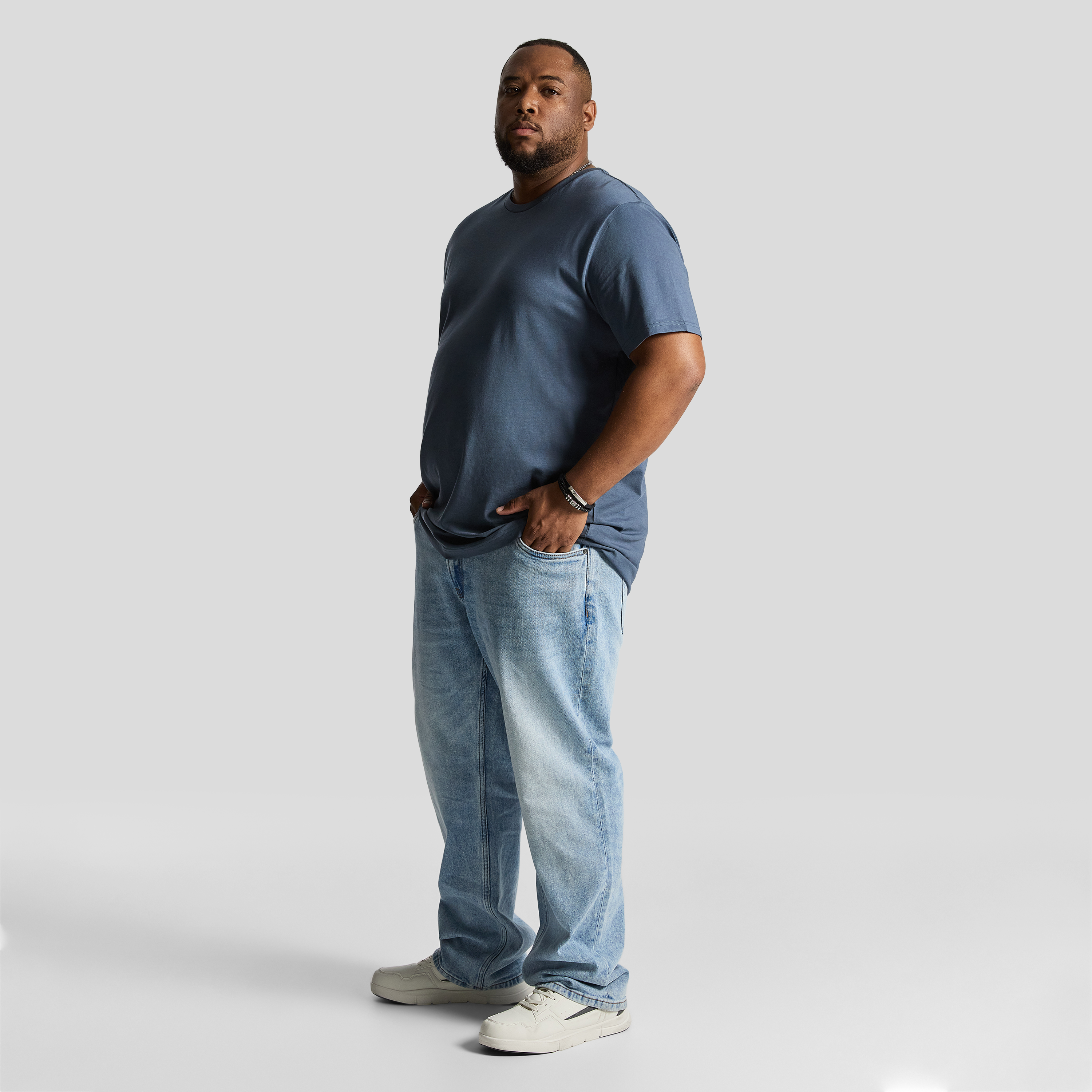 Blue Essential Longline Crew Tee