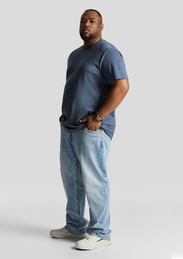 Blue Essential Longline Crew Tee