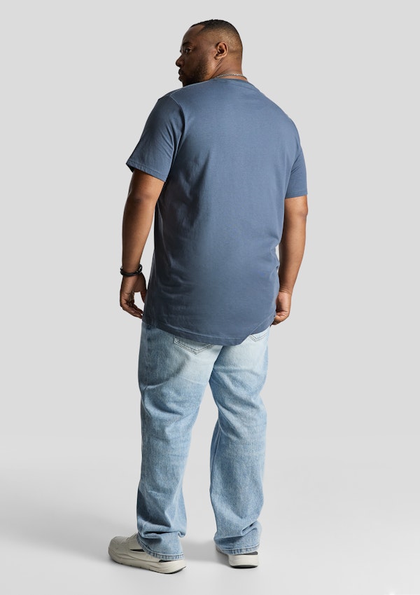 Blue Essential Longline Crew Tee