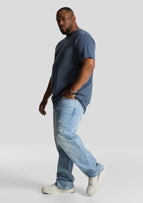 Blue Essential Longline Crew Tee