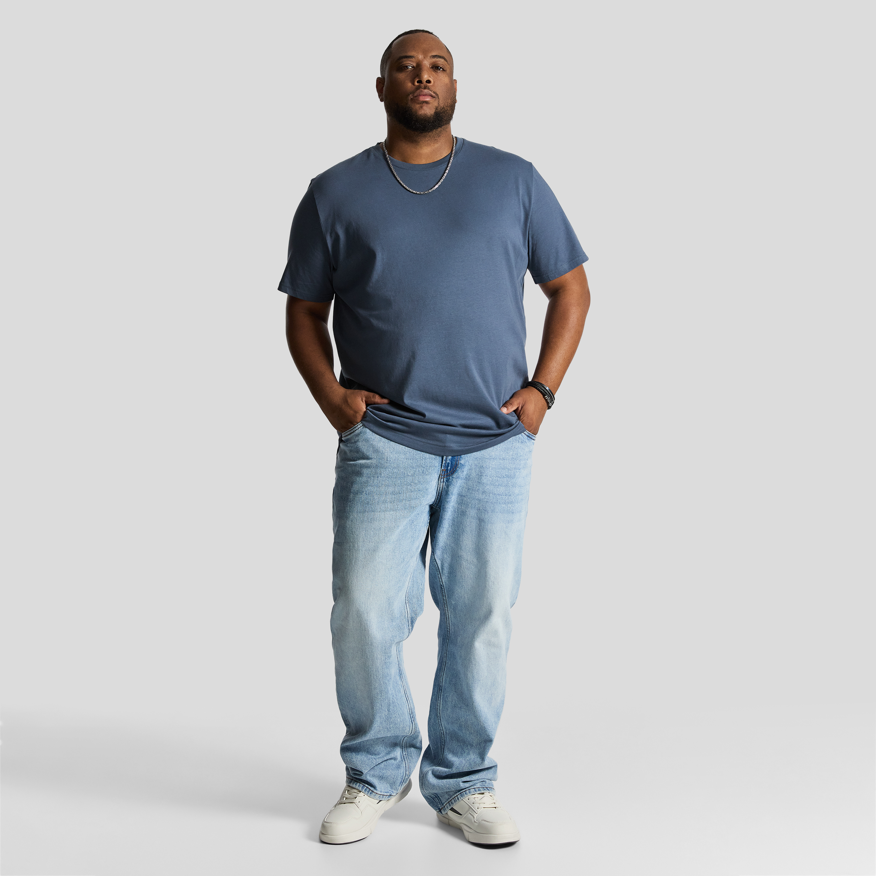 Blue Essential Longline Crew Tee