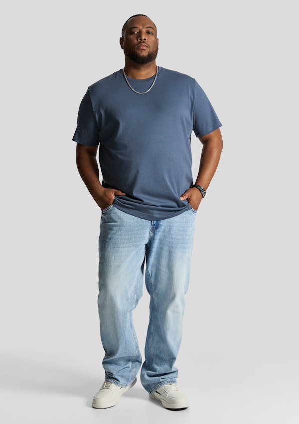 Blue Essential Longline Crew Tee