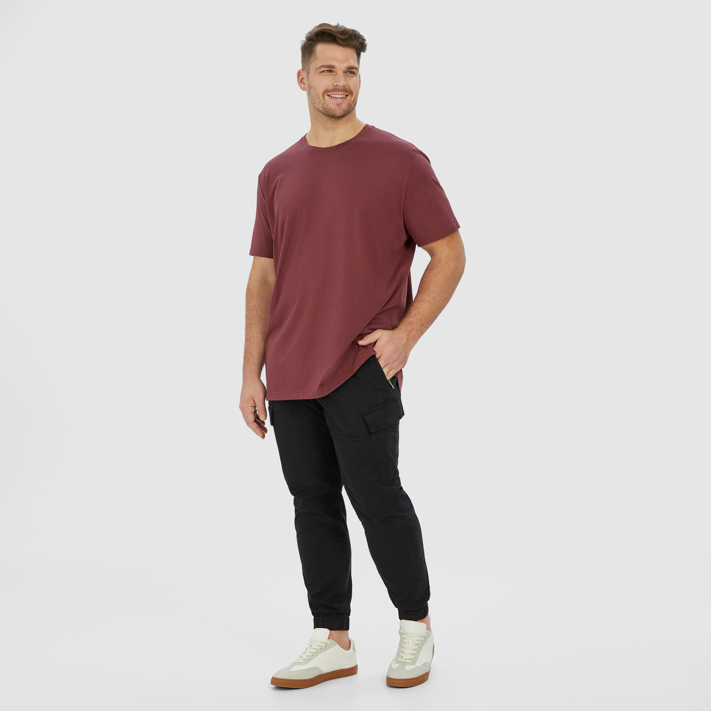 Berry Red Essential Longline Crew Tee