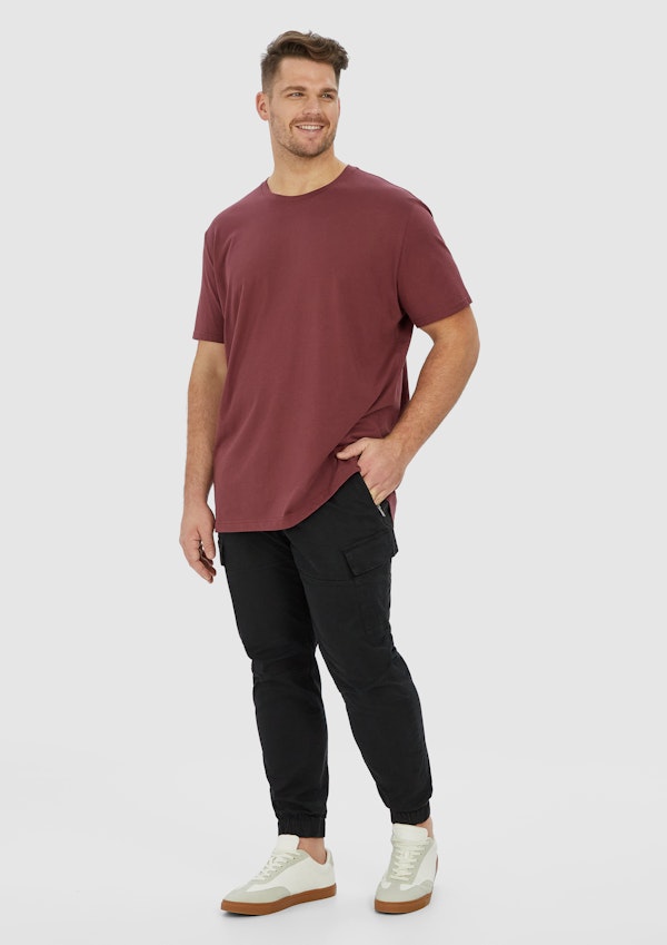 Berry Red Essential Longline Crew Tee