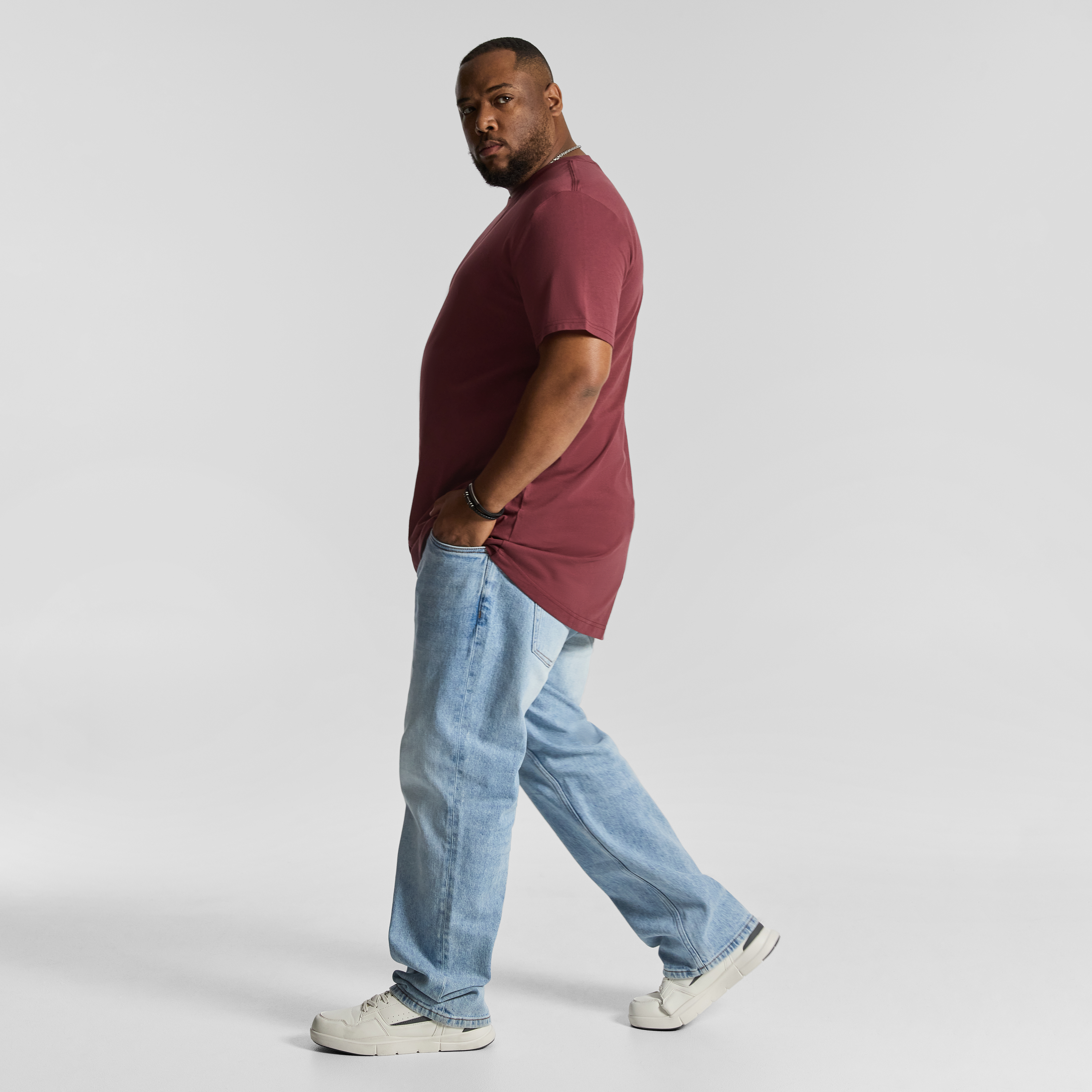 Berry Red Essential Longline Crew Tee