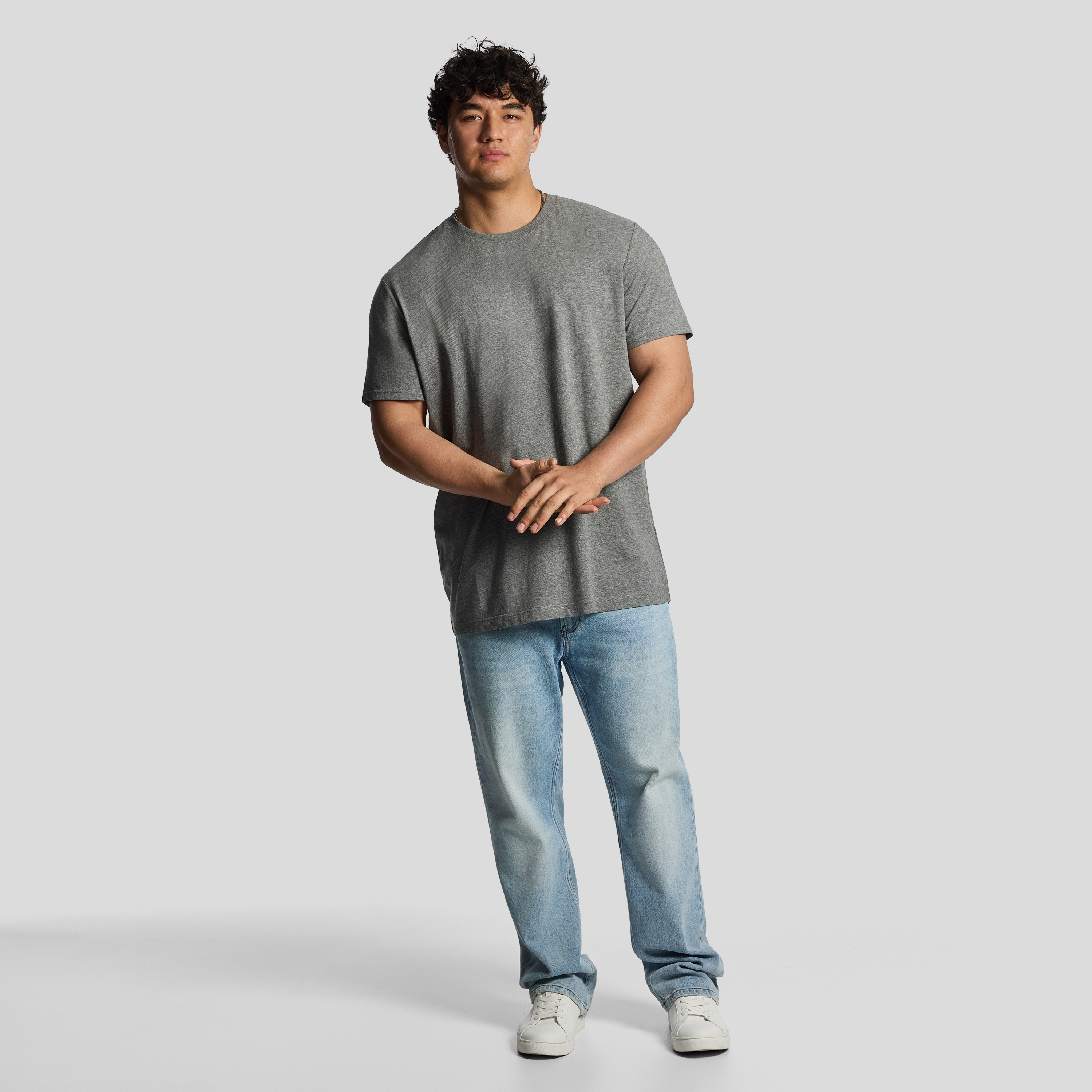 Charcoal Marle Essential Longline Crew Tee