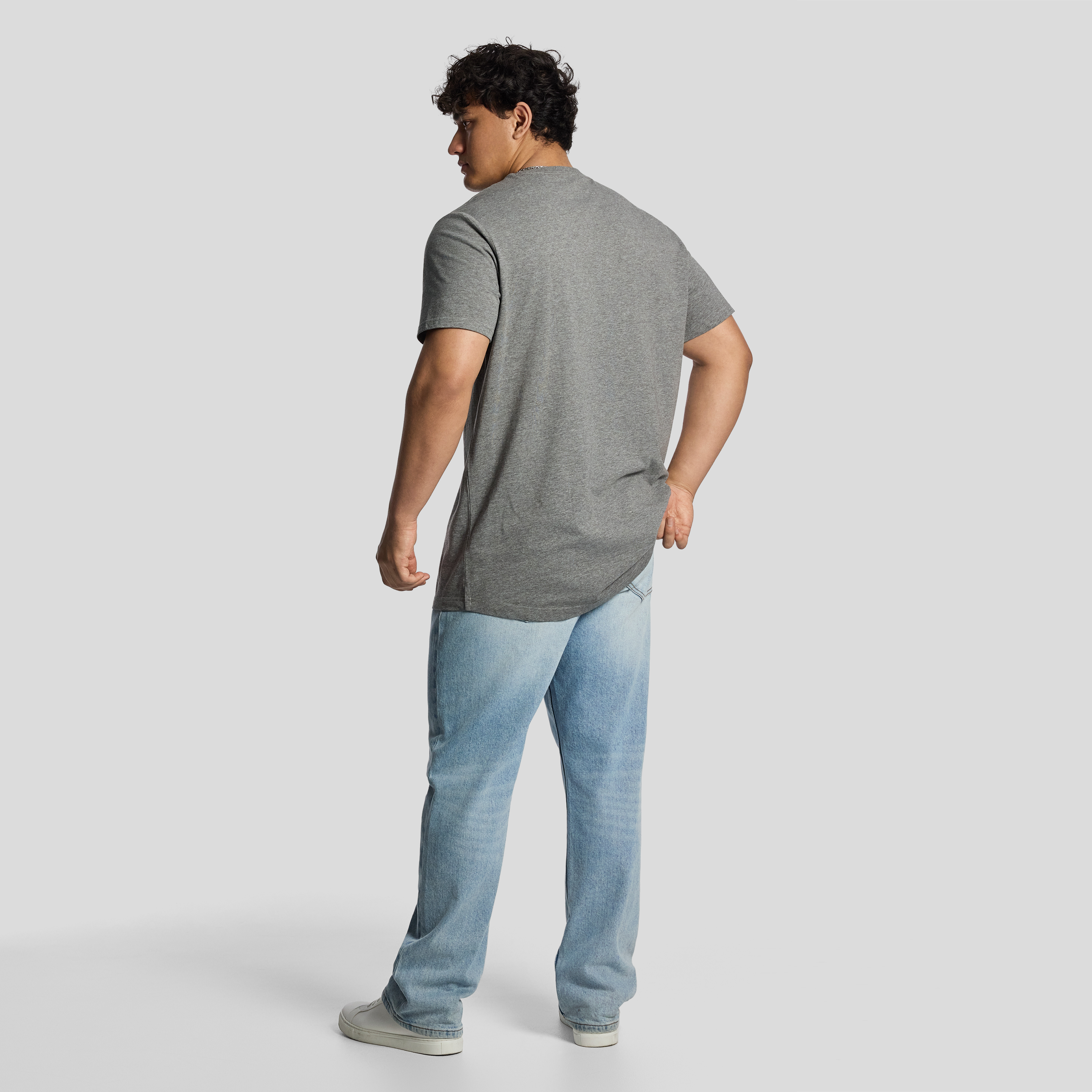 Charcoal Marle Essential Longline Crew Tee
