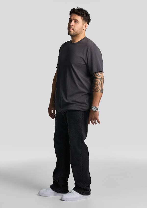 Charcoal Essential Longline Crew Tee