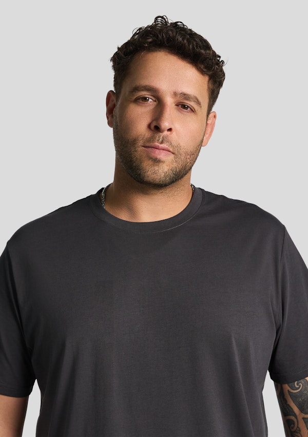 Charcoal Essential Longline Crew Tee