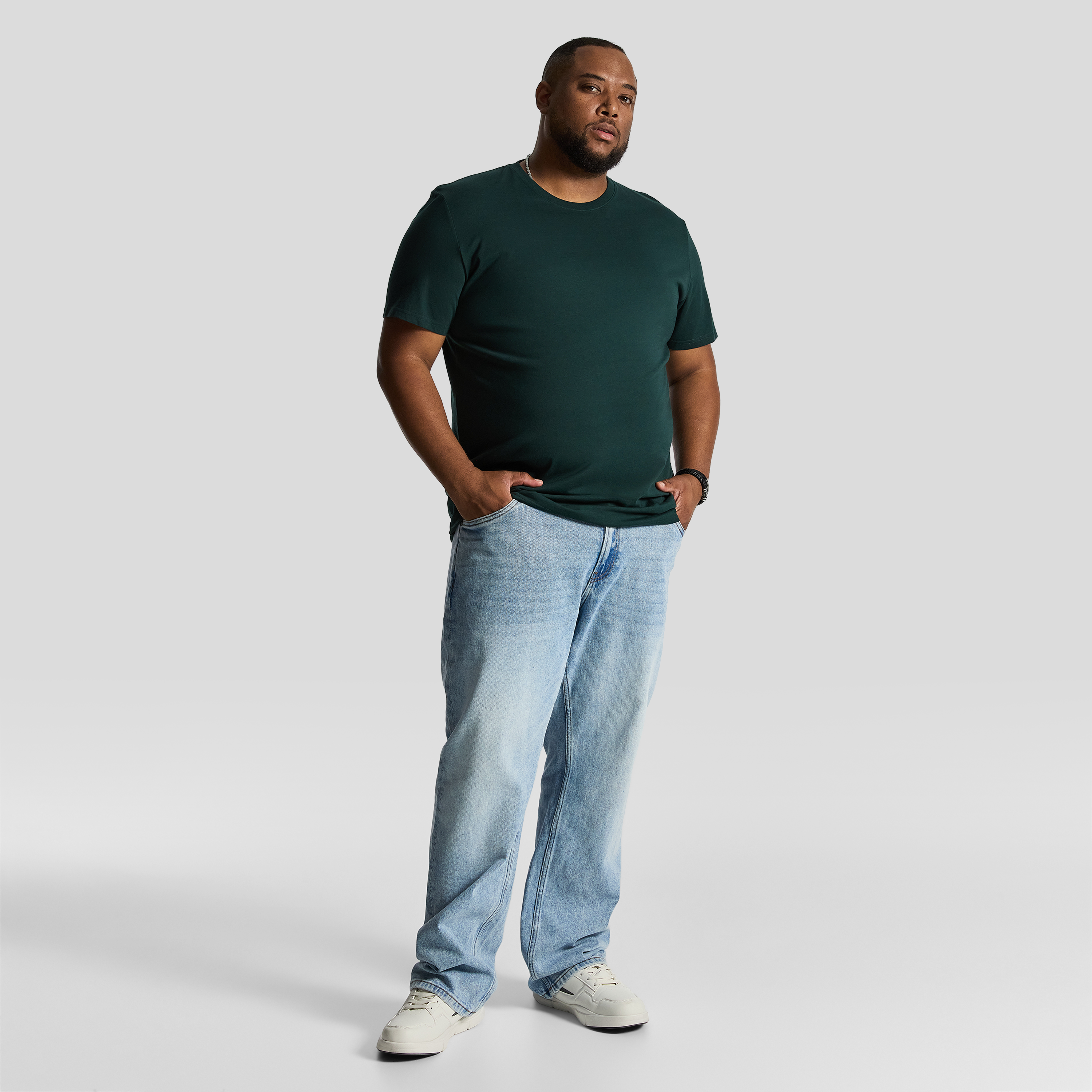 Dark Green Essential Longline Crew Tee