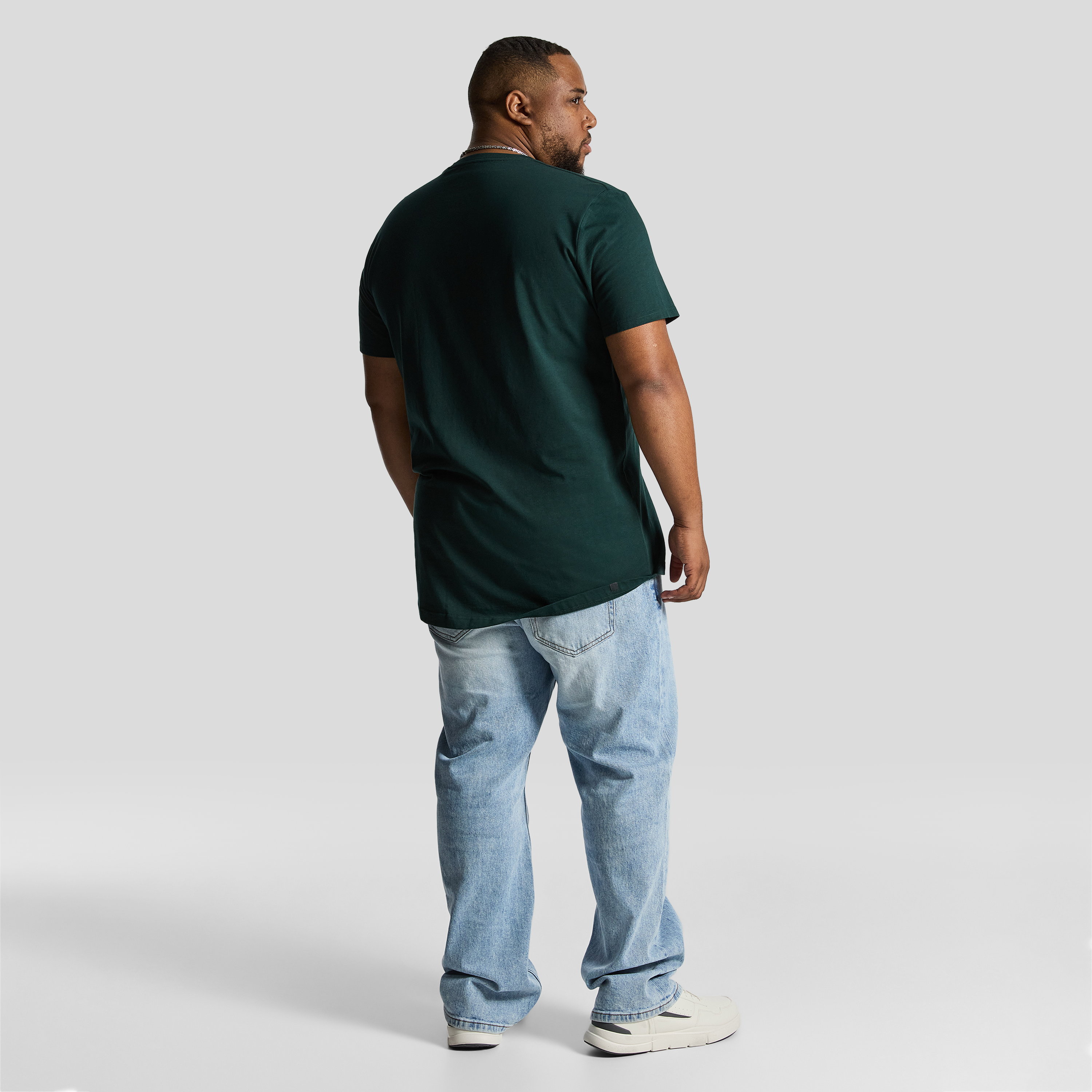Dark Green Essential Longline Crew Tee
