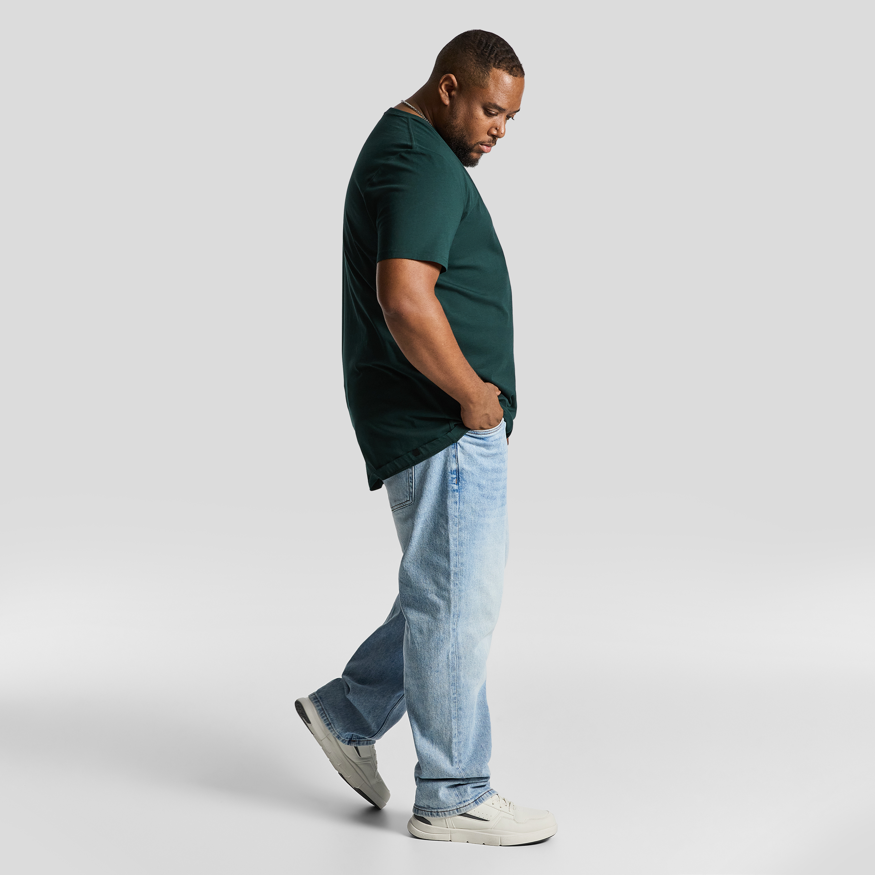 Dark Green Essential Longline Crew Tee