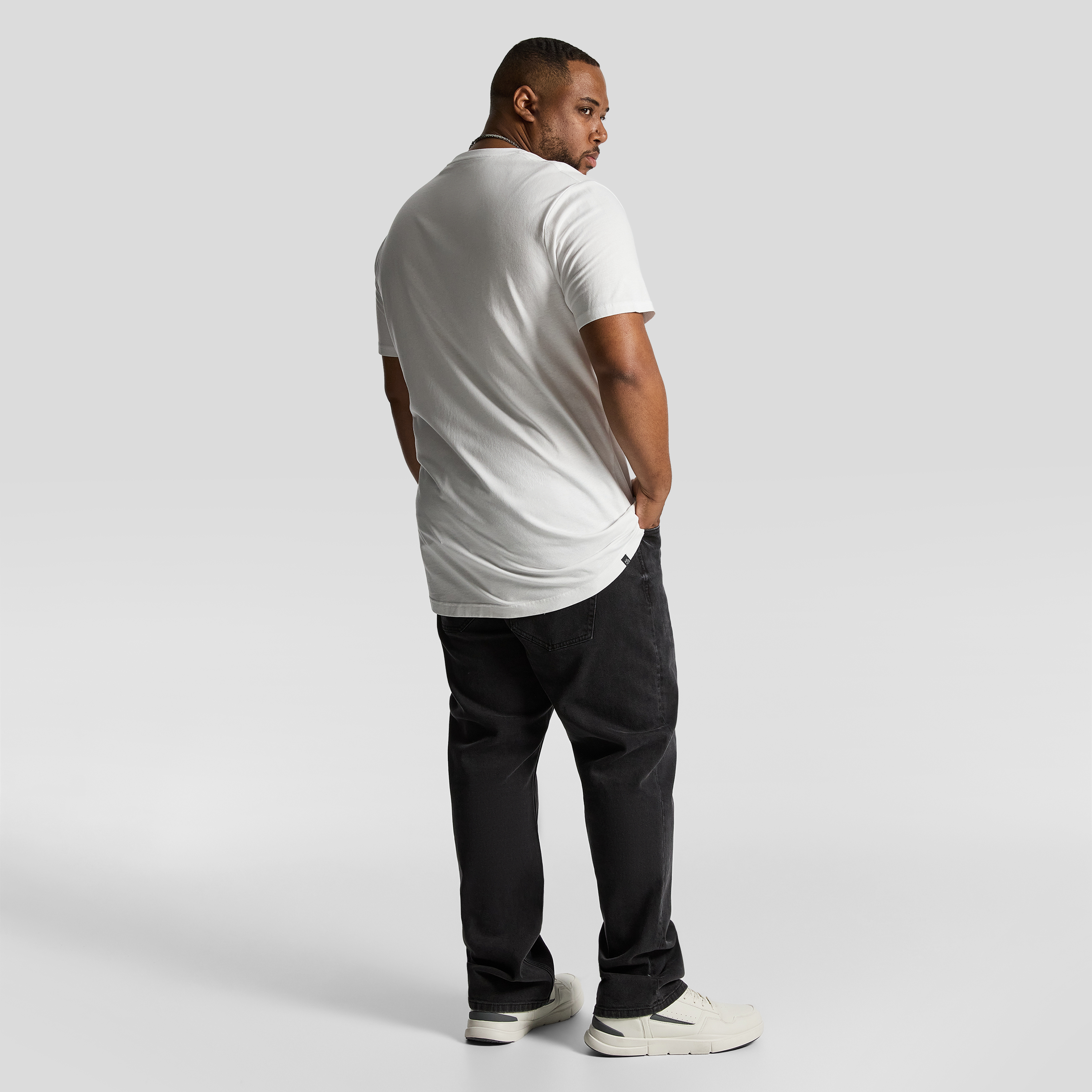 White Essential Longline Crew Tee