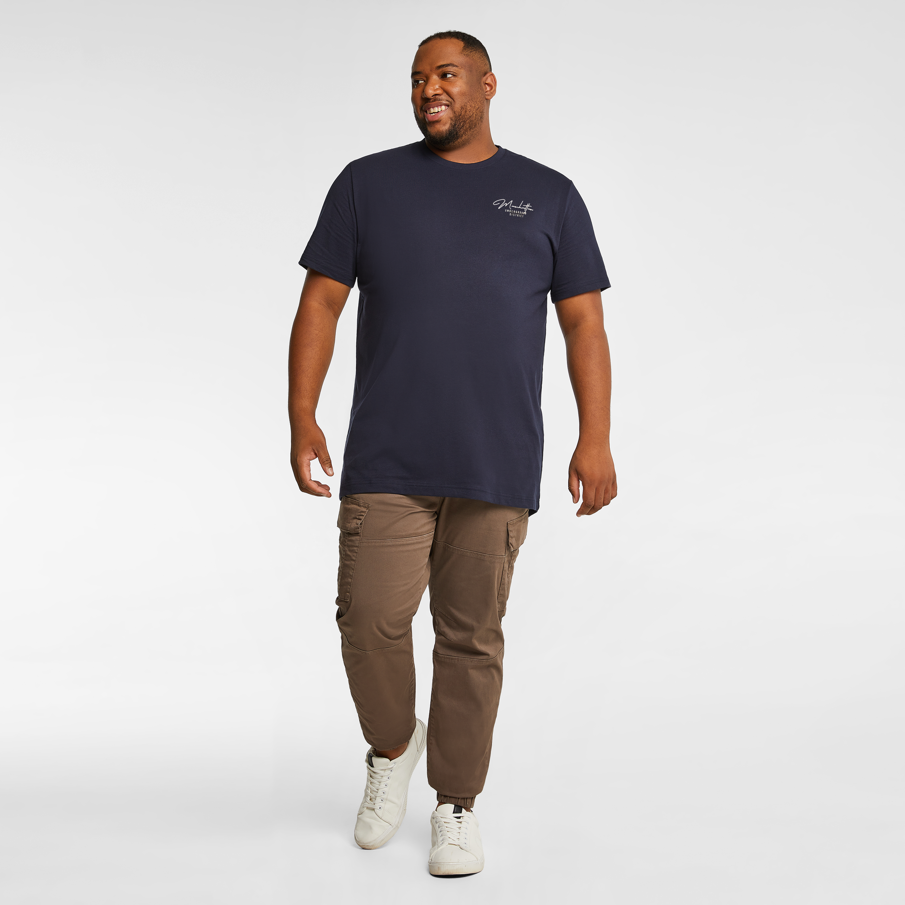 Navy Brax Longline Crew Tee