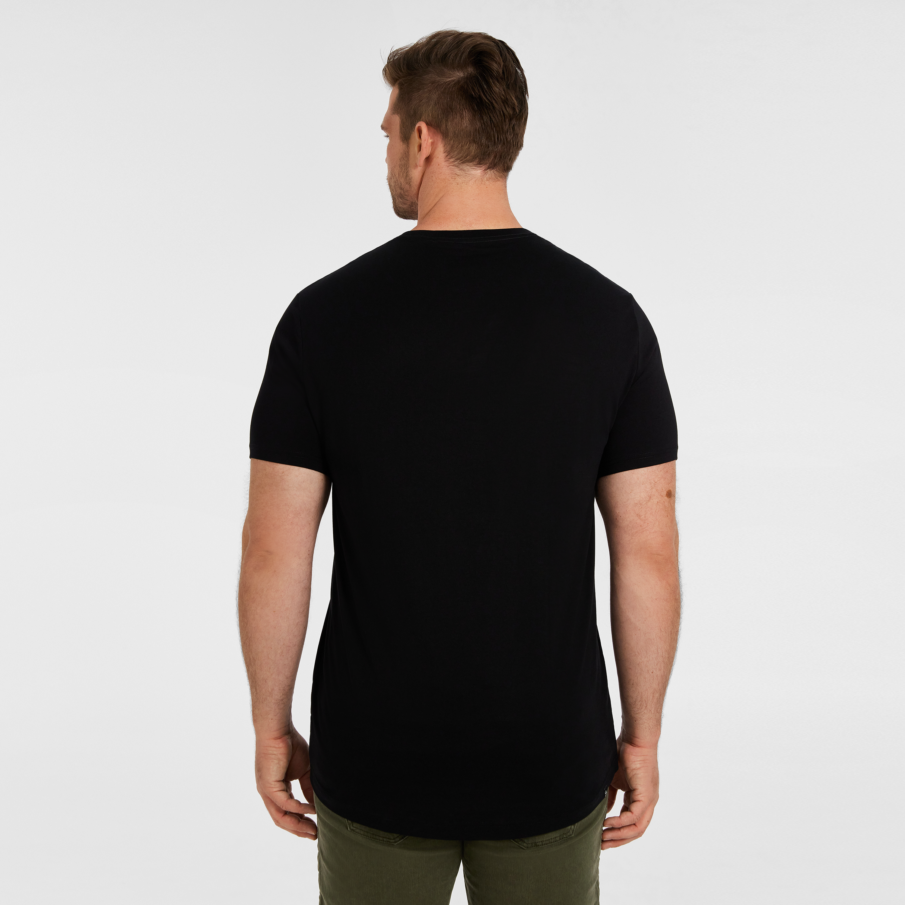 Black Noble Longline Crew Neck Tee