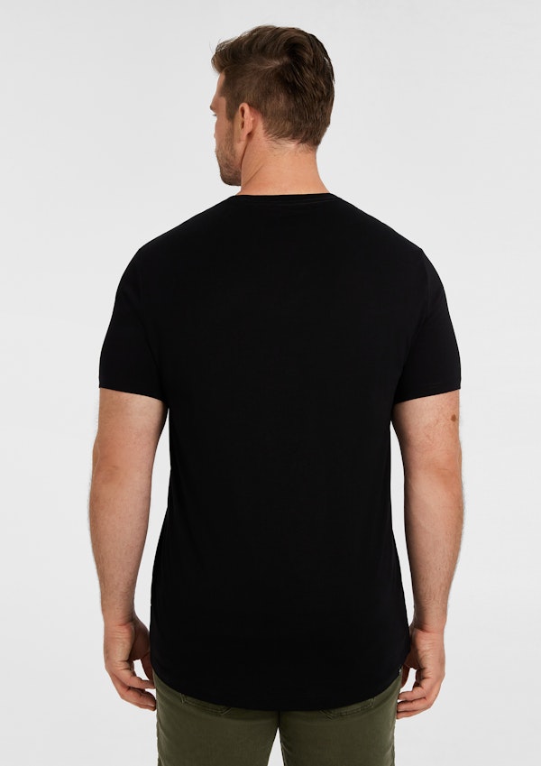 Black Noble Longline Crew Neck Tee