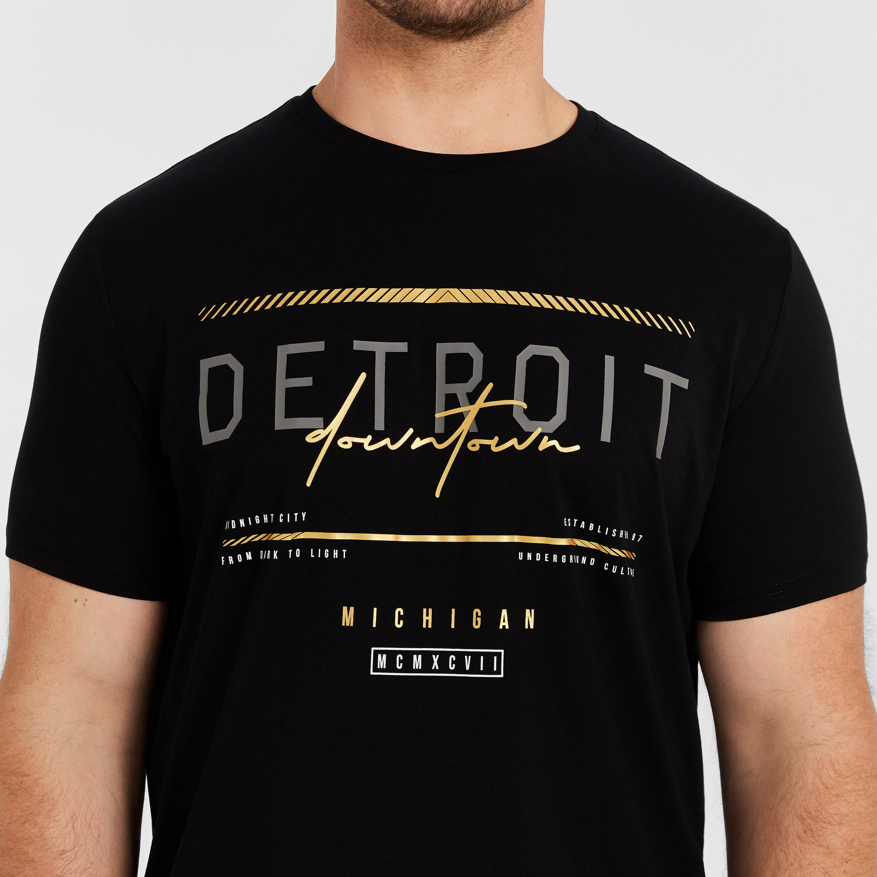 Black Noble Longline Crew Neck Tee