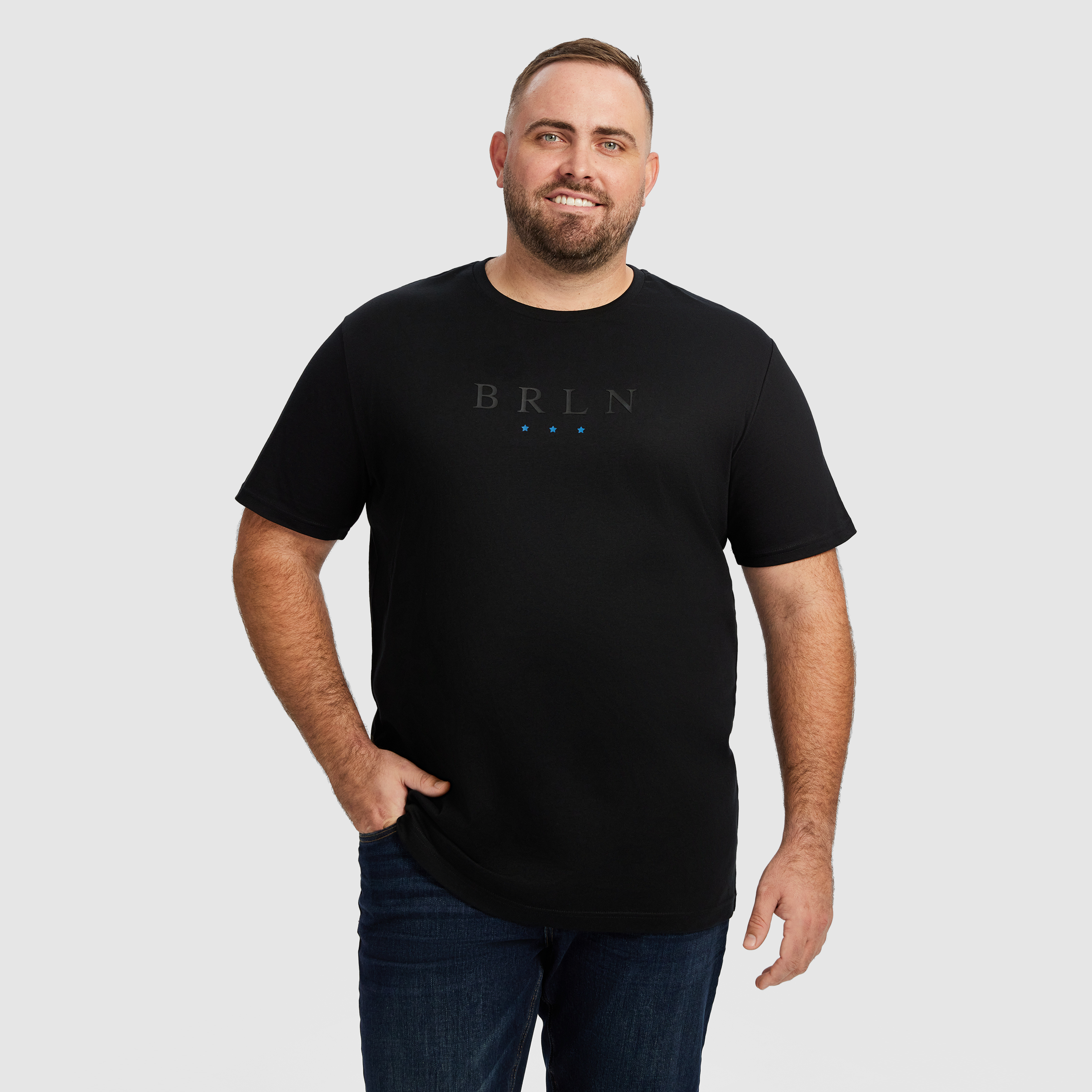 Black Iker Longline Crew Neck Tee