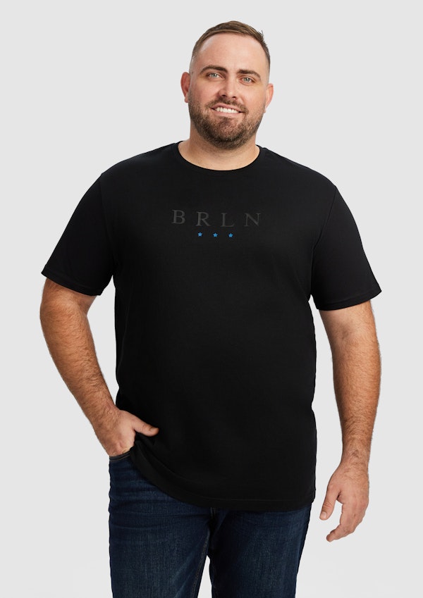 Black Iker Longline Crew Neck Tee