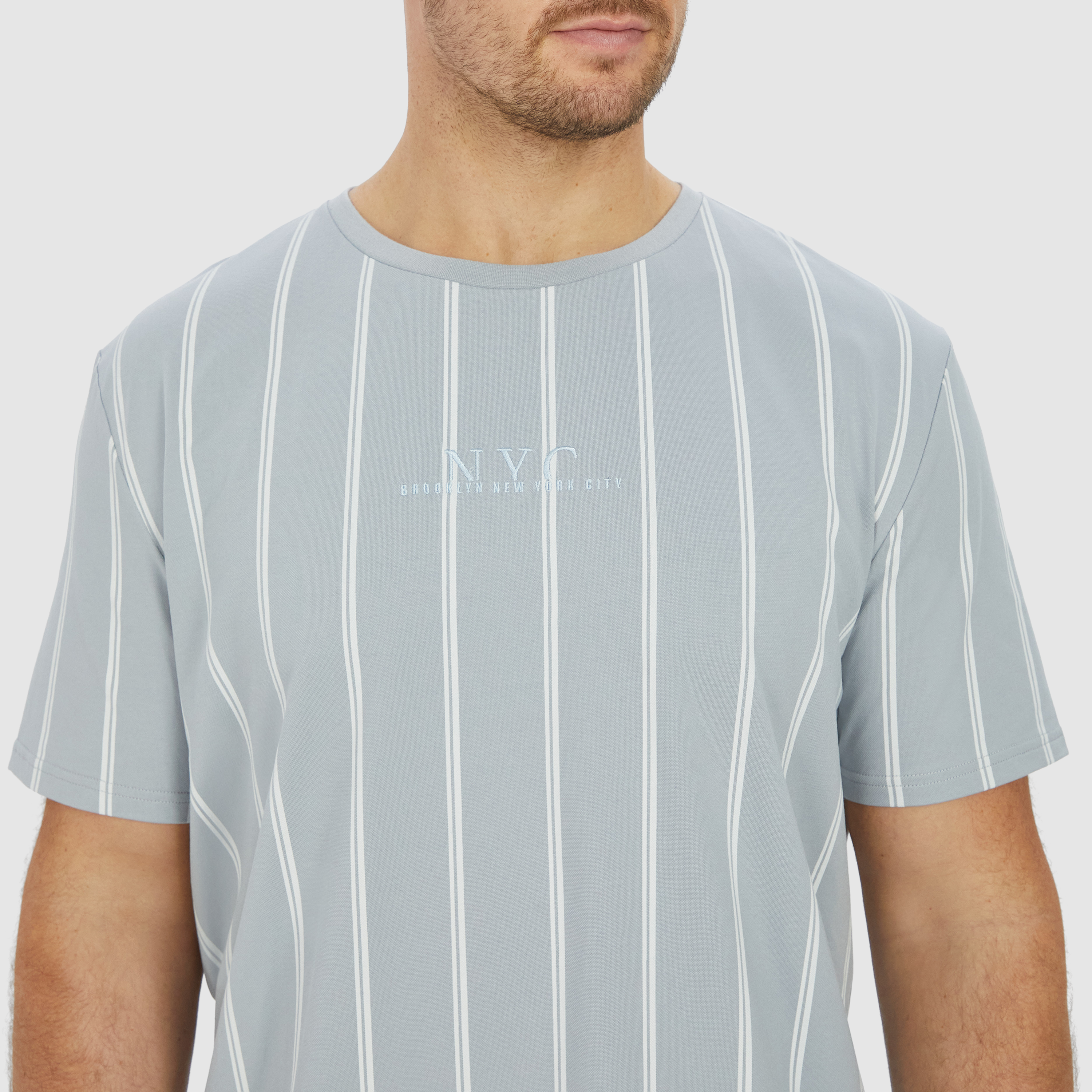 Light Blue Drake Stripe Crew Tee