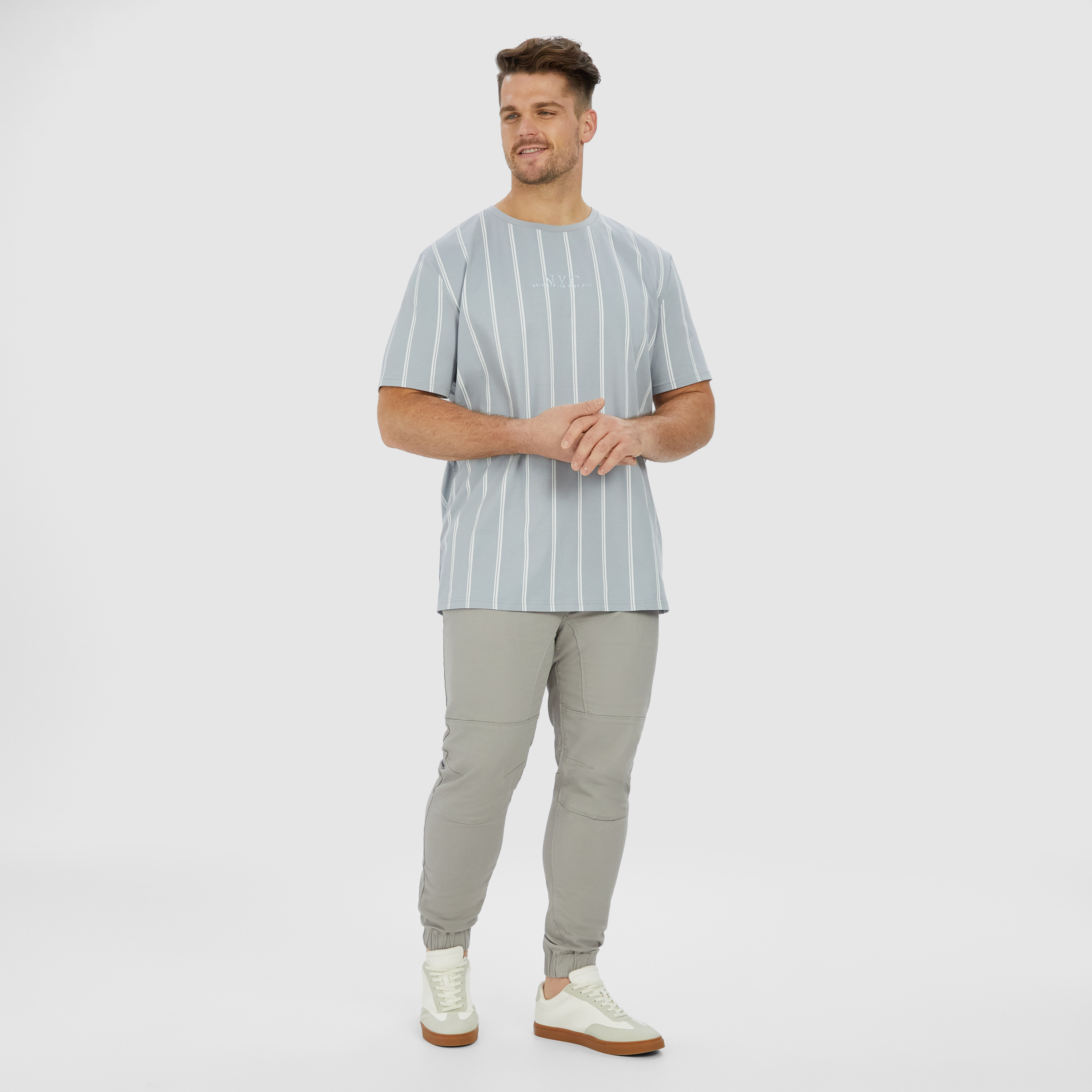 Light Blue Drake Stripe Crew Tee
