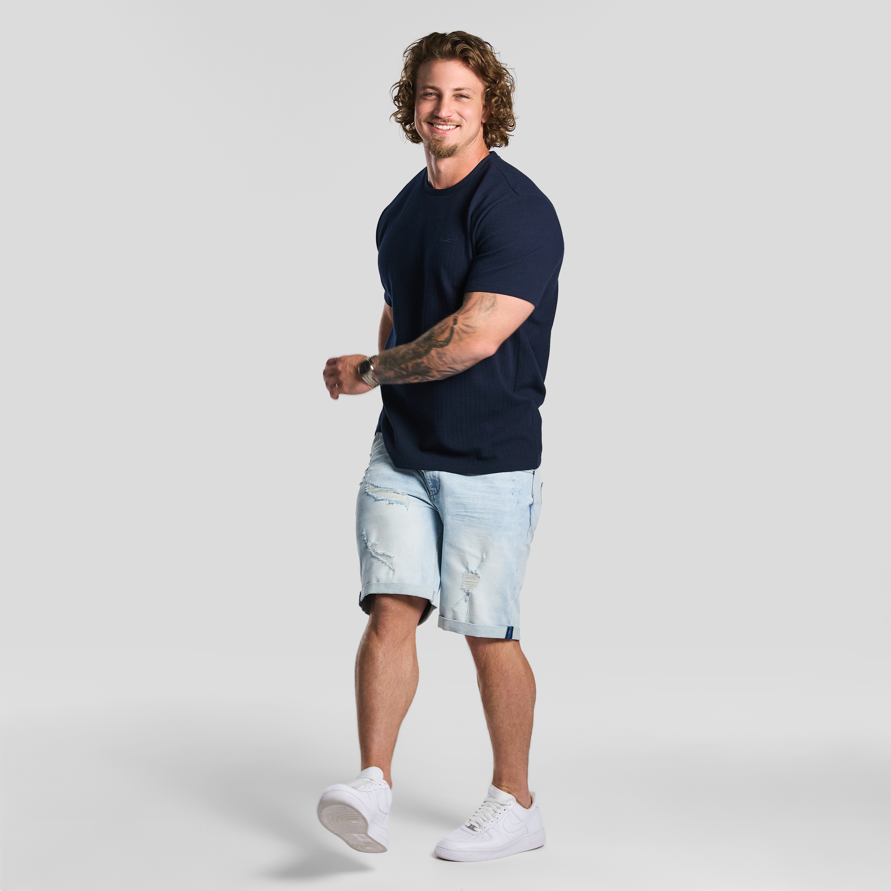 Navy Hardy Textured Crew Neck Tee