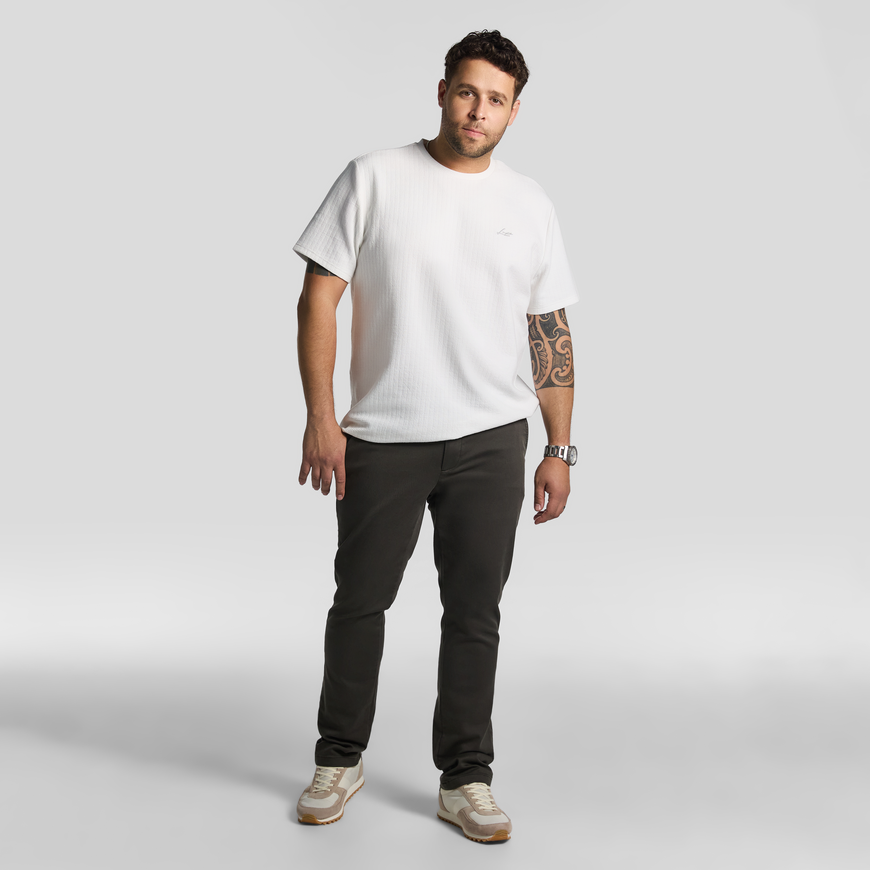 White Hardy Textured Crew Neck Tee