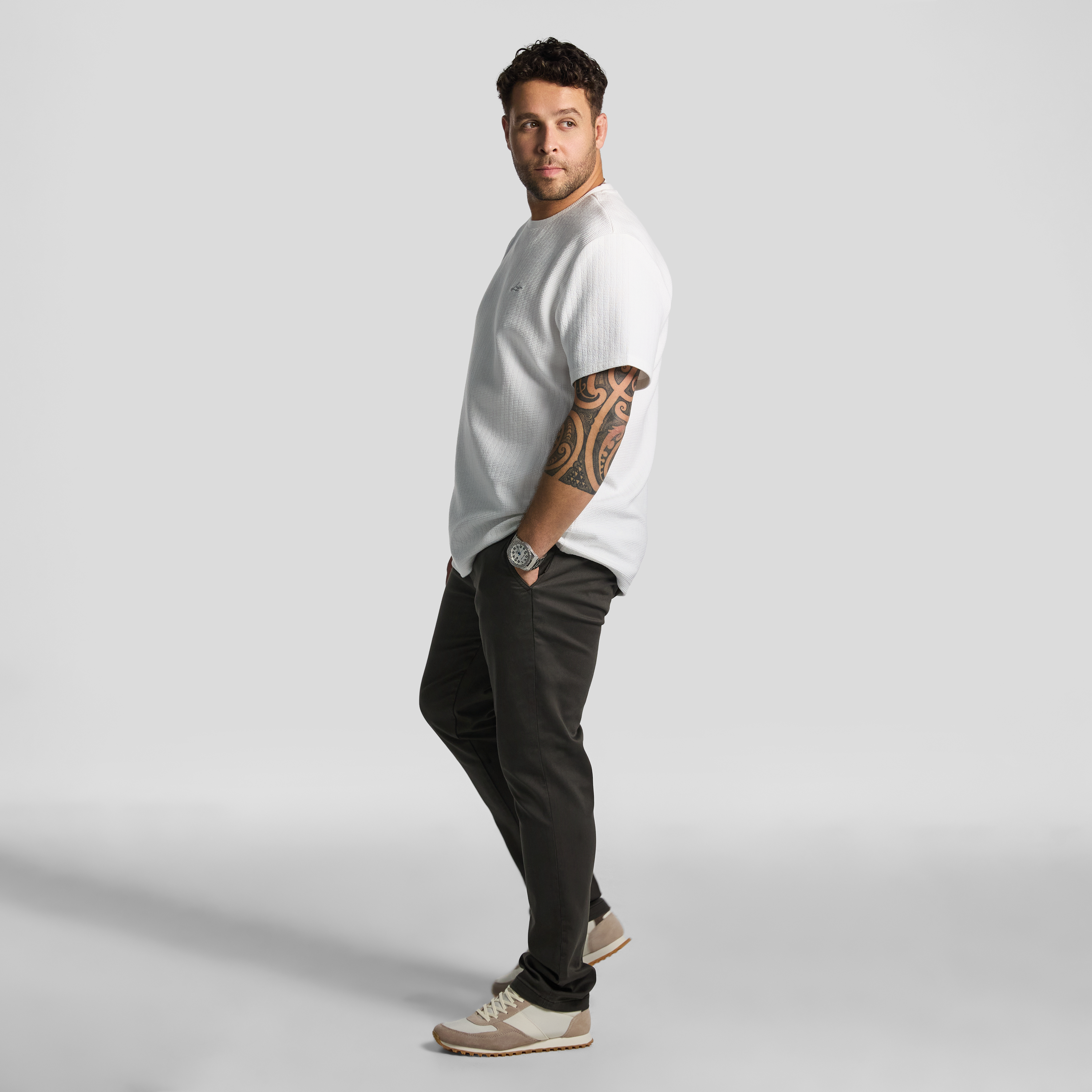 White Hardy Textured Crew Neck Tee