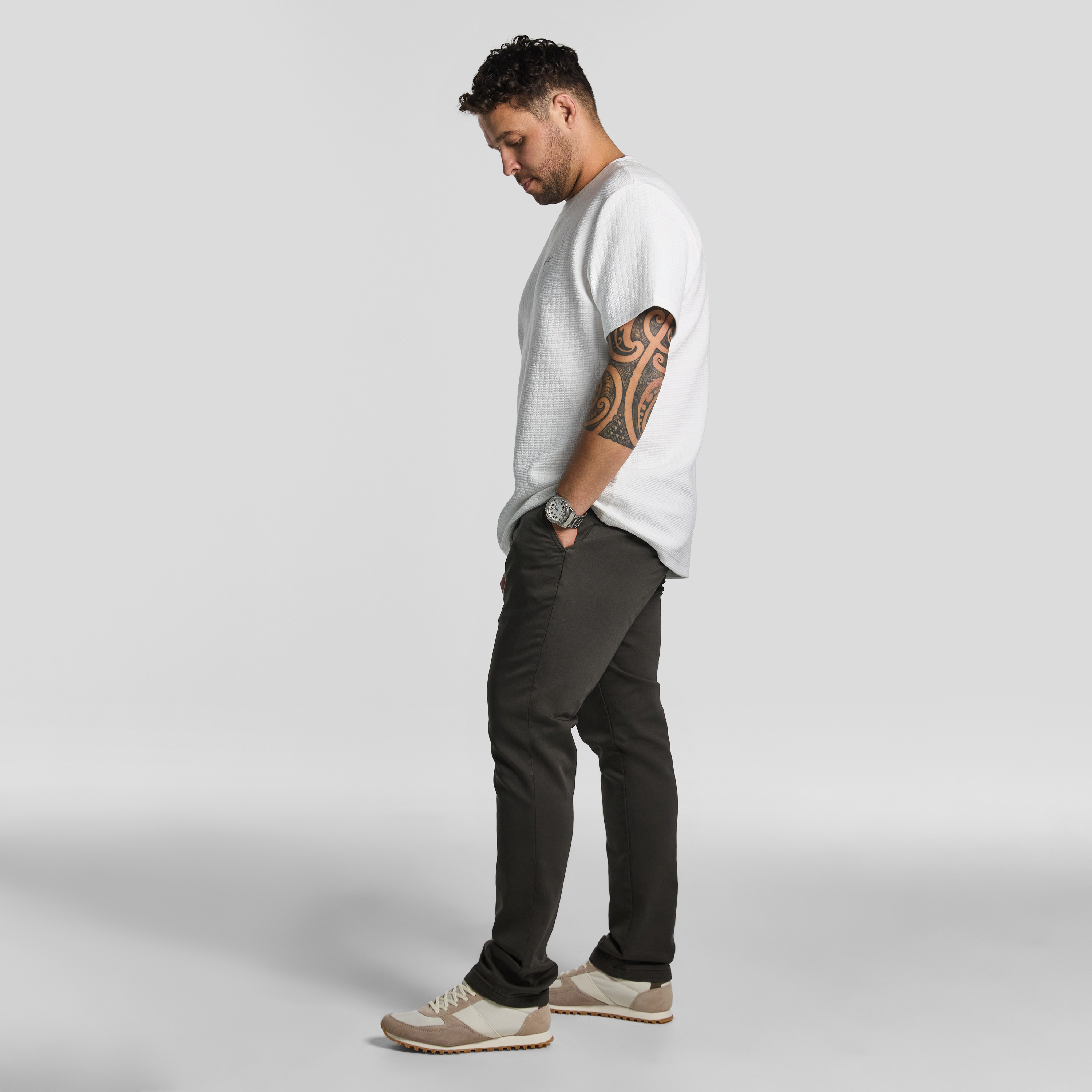 White Hardy Textured Crew Neck Tee