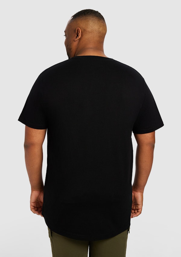 Black Jagger Longline Crew Neck Tee