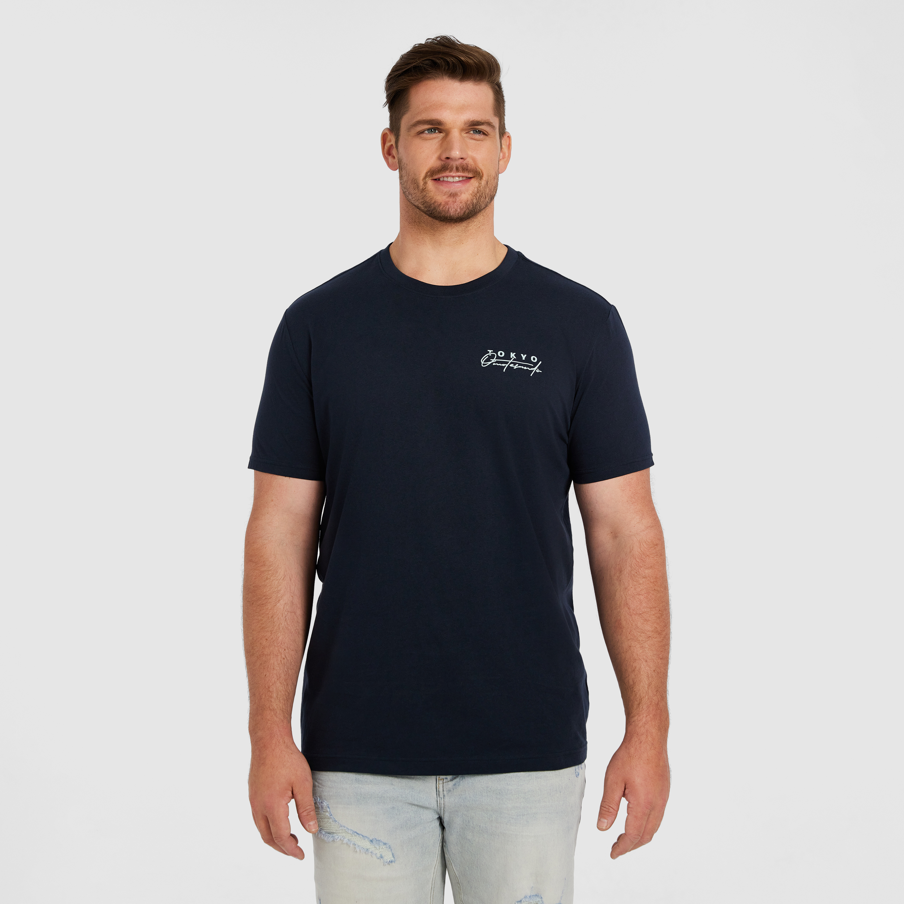 Navy Seattle Longline Crew Tee