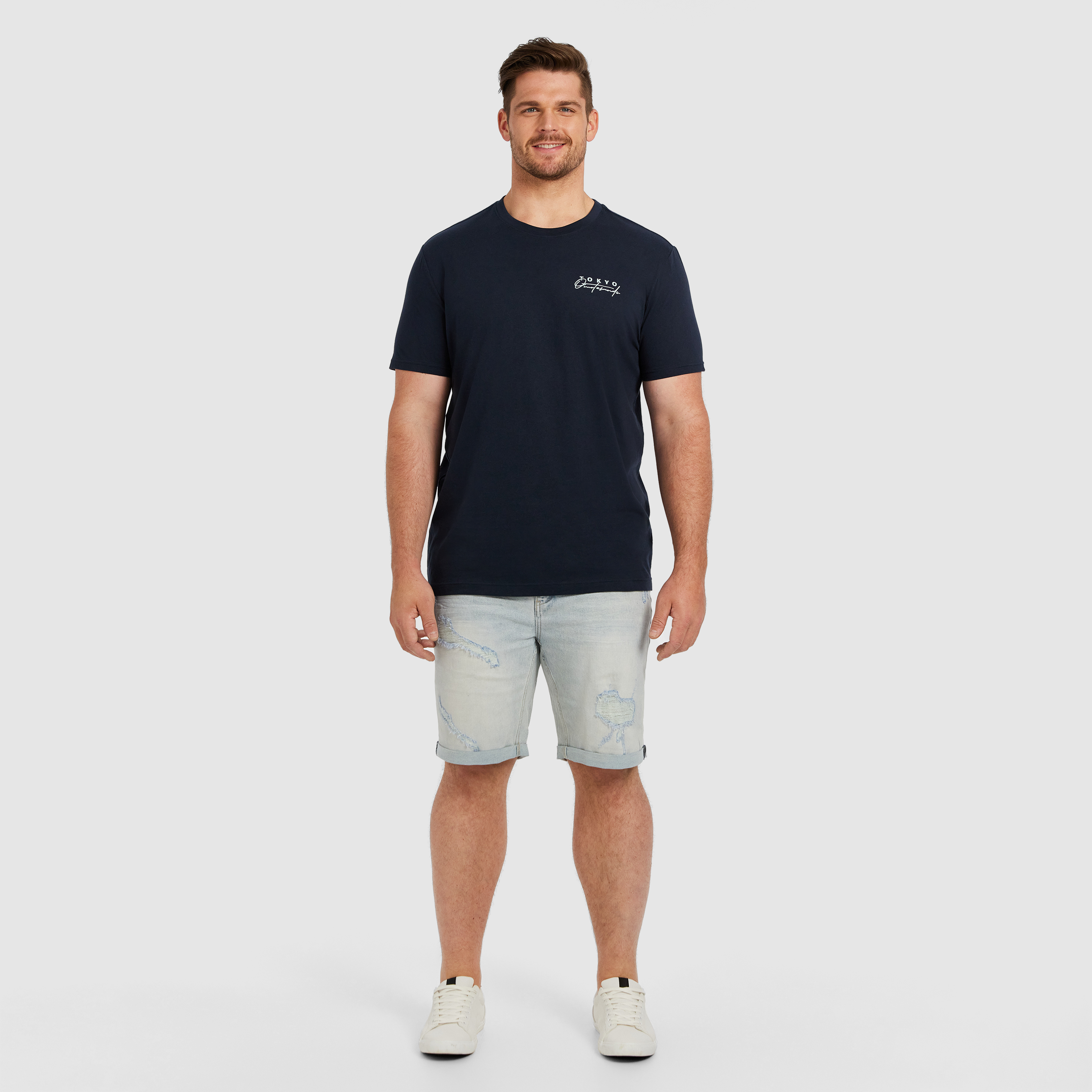 Navy Seattle Longline Crew Tee
