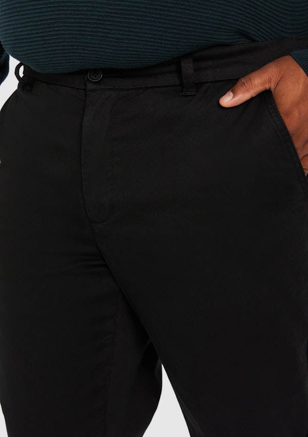 Black Hastings Elastic Back Waist Chino