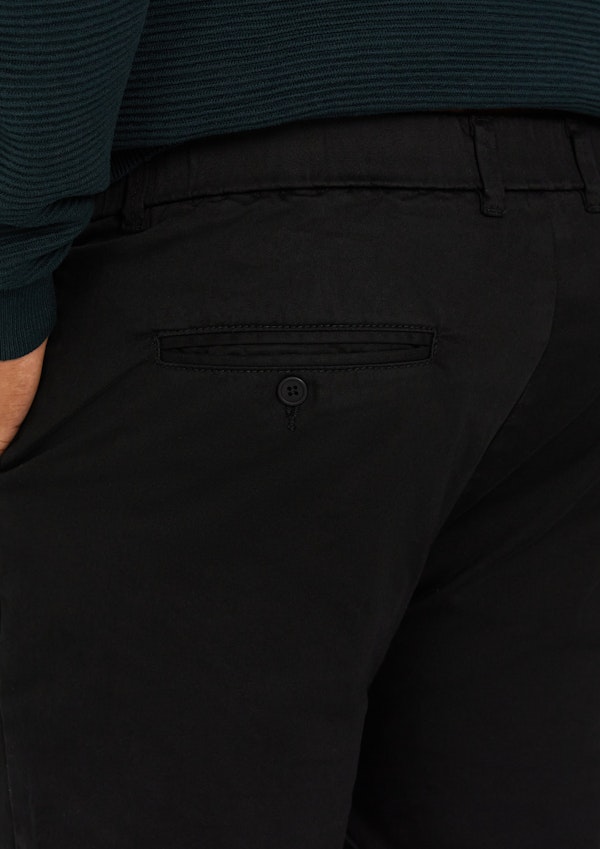 Black Hastings Elastic Back Waist Chino